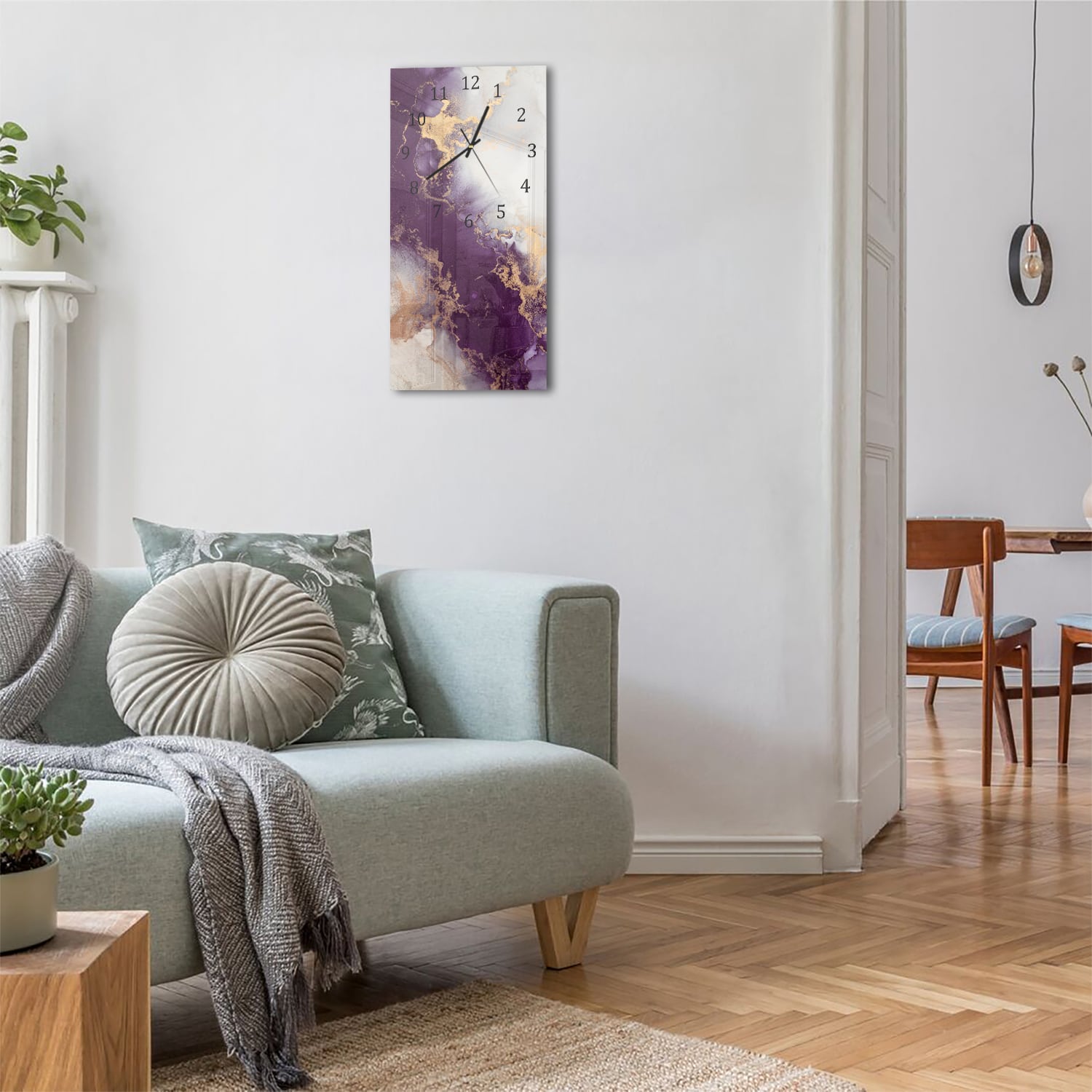 Wanduhr 30x60 - Luxuriöser Rot-Gold-Marmor