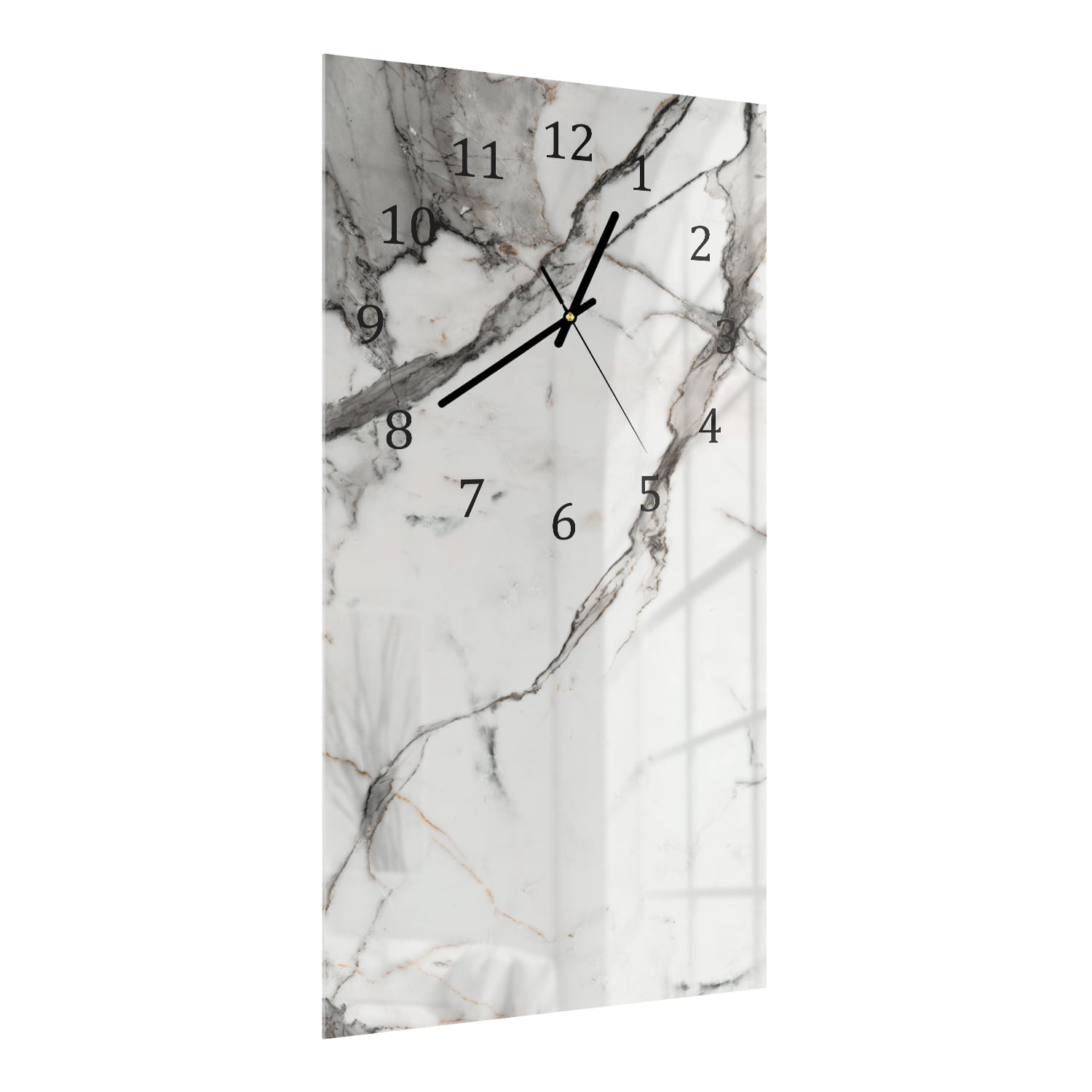 Wanduhr 30x60 - Weiß-grauer Marmor