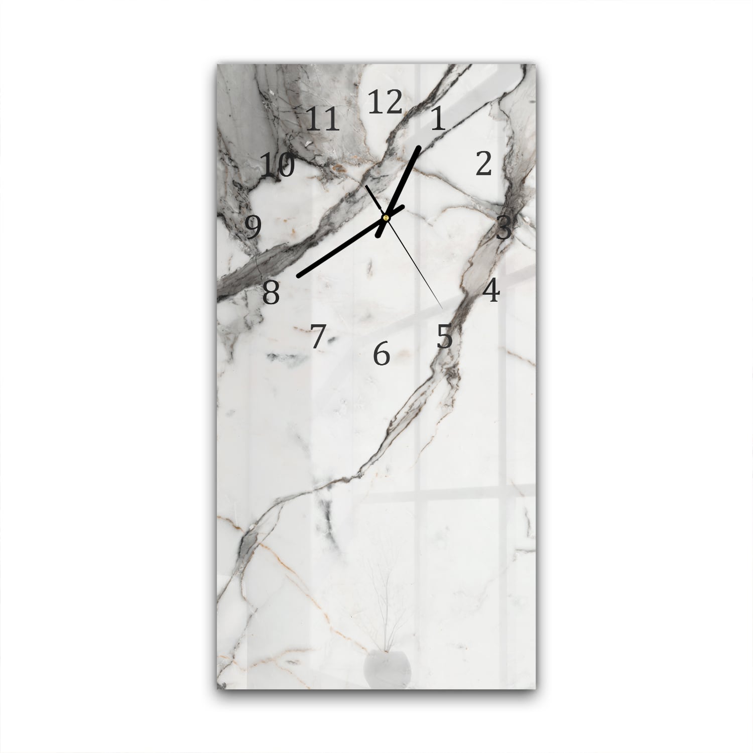 Wanduhr 30x60 - Weiß-grauer Marmor