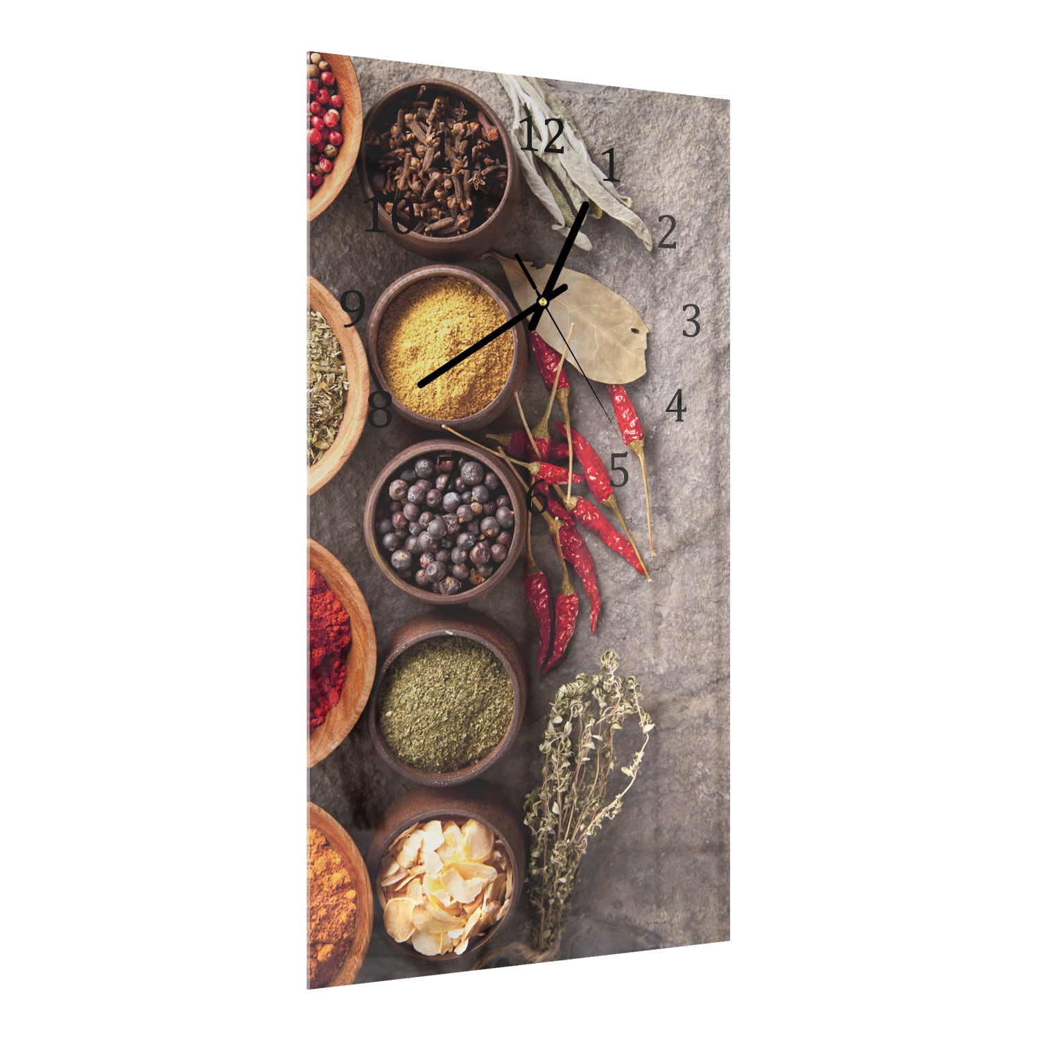 Wanduhr 30x60 - Gewürze auf Stein