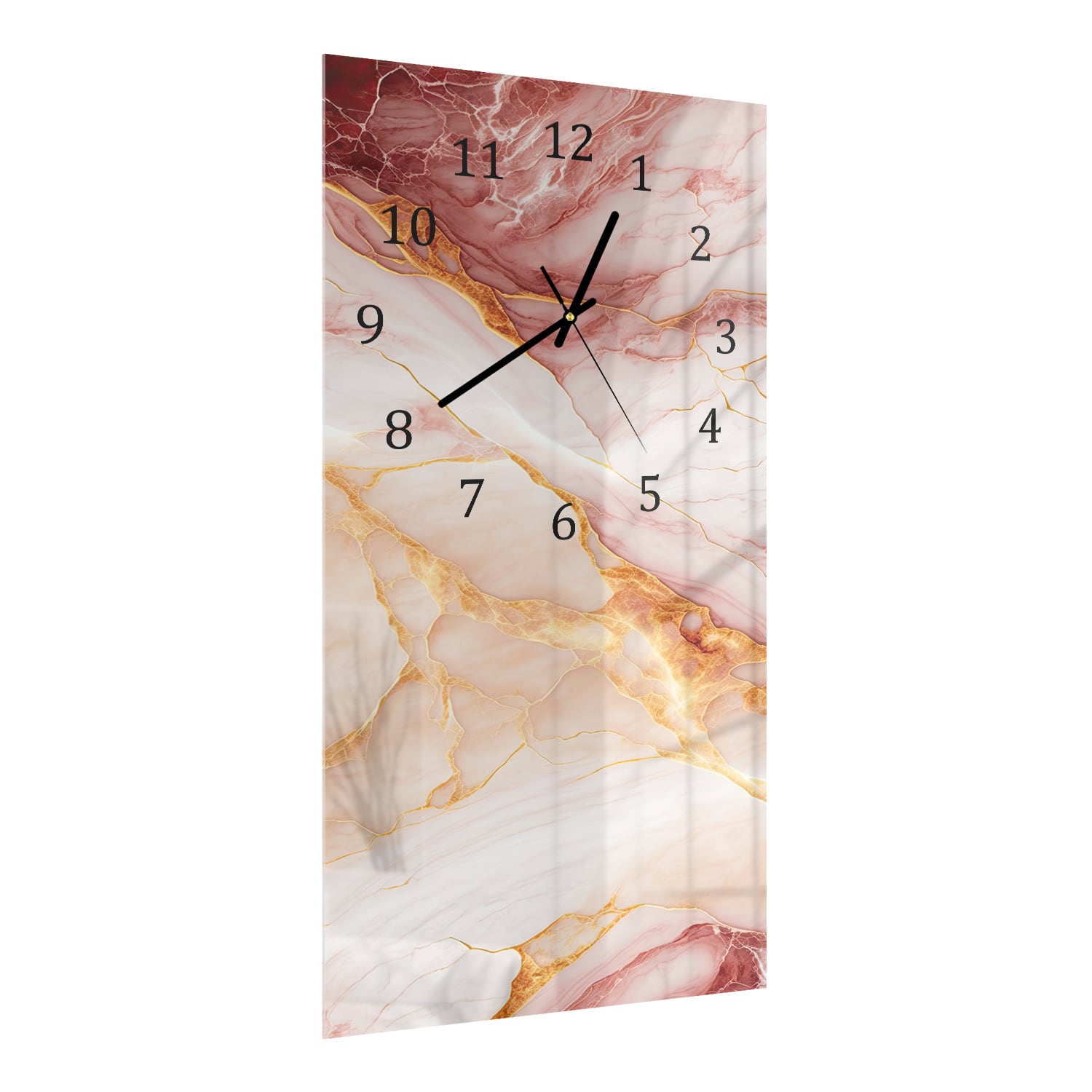 Wanduhr 30x60 - Rot-rosa Marmor