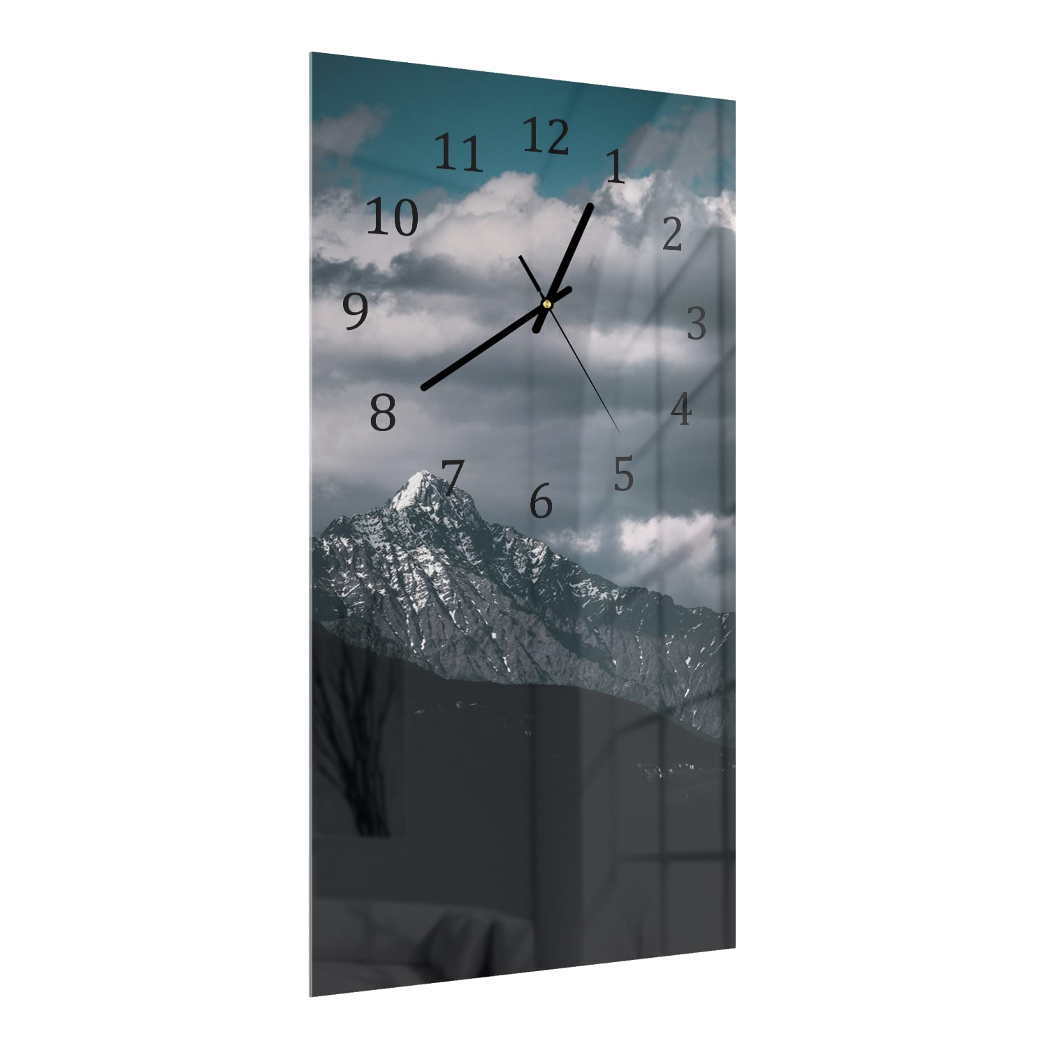Wanduhr 30x60 - Dunkle Berggipfel