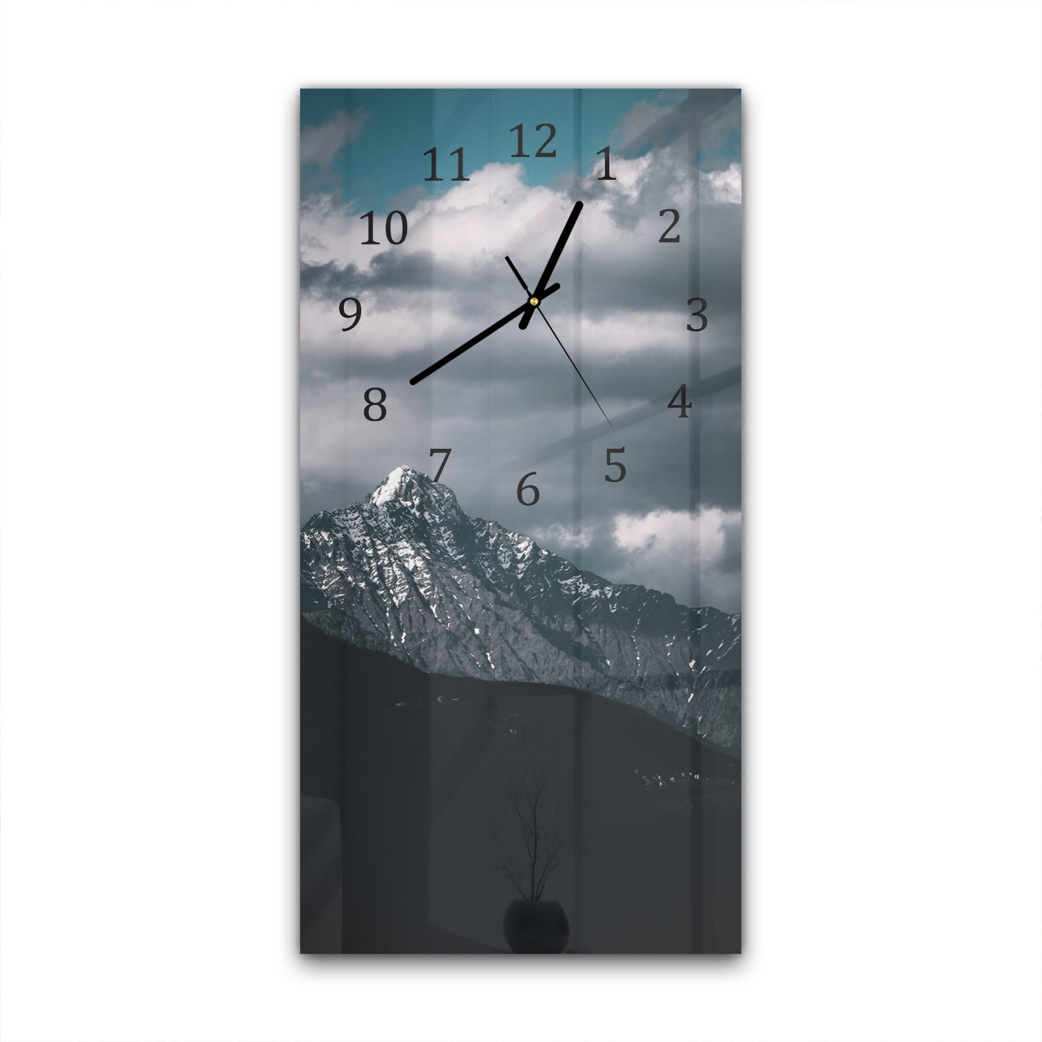 Wanduhr 30x60 - Dunkle Berggipfel