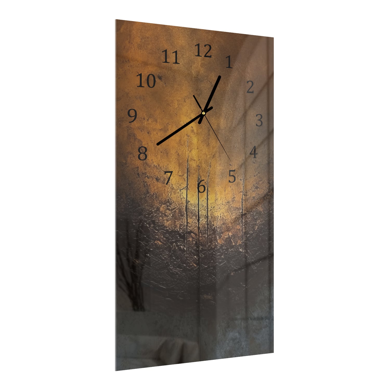 Wanduhr 30x60 - Goldglänzendes Material in dunklen Tönen