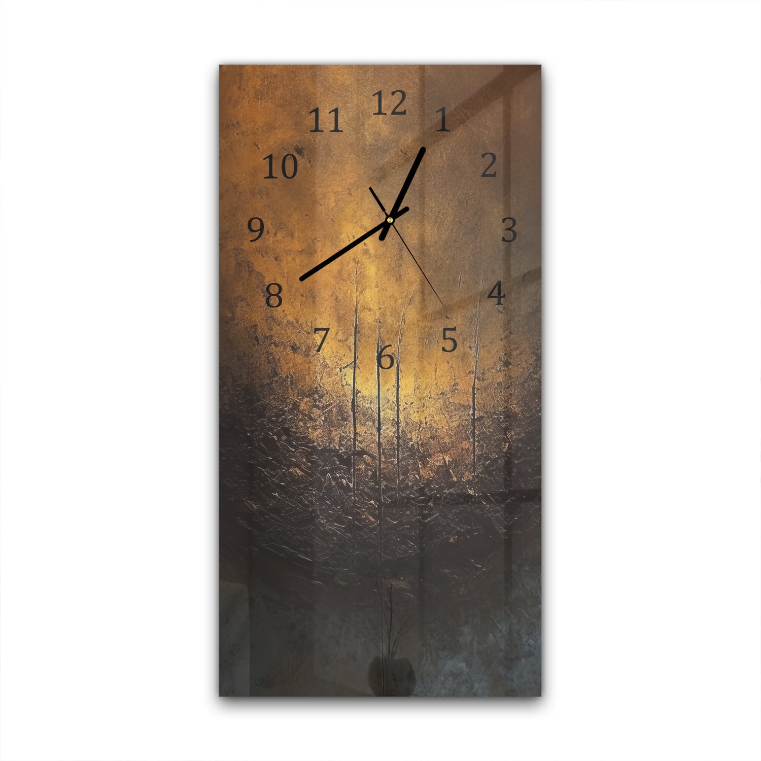 Wanduhr 30x60 - Goldglänzendes Material in dunklen Tönen