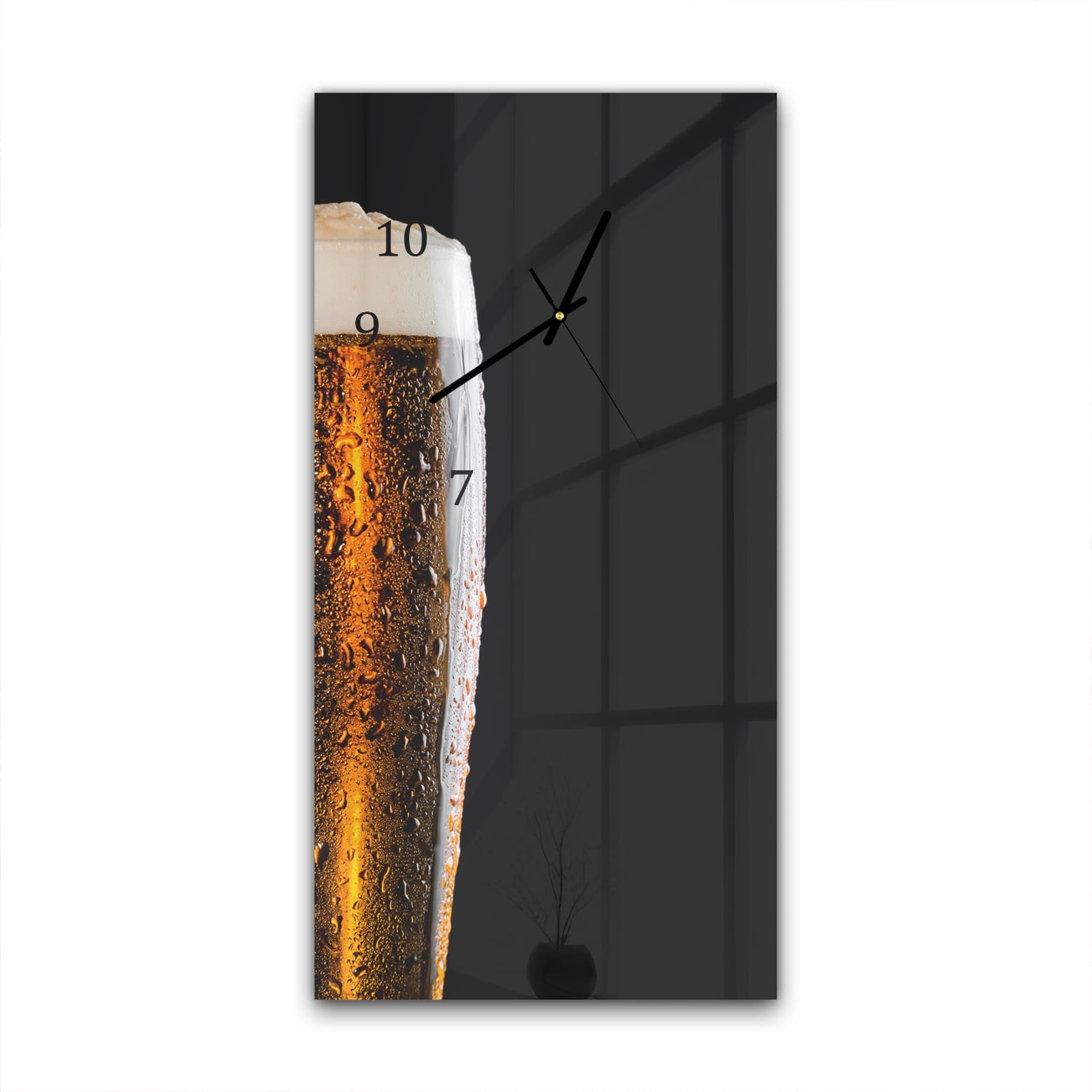 Wanduhr 30x60 - Bierglas Nahaufnahme