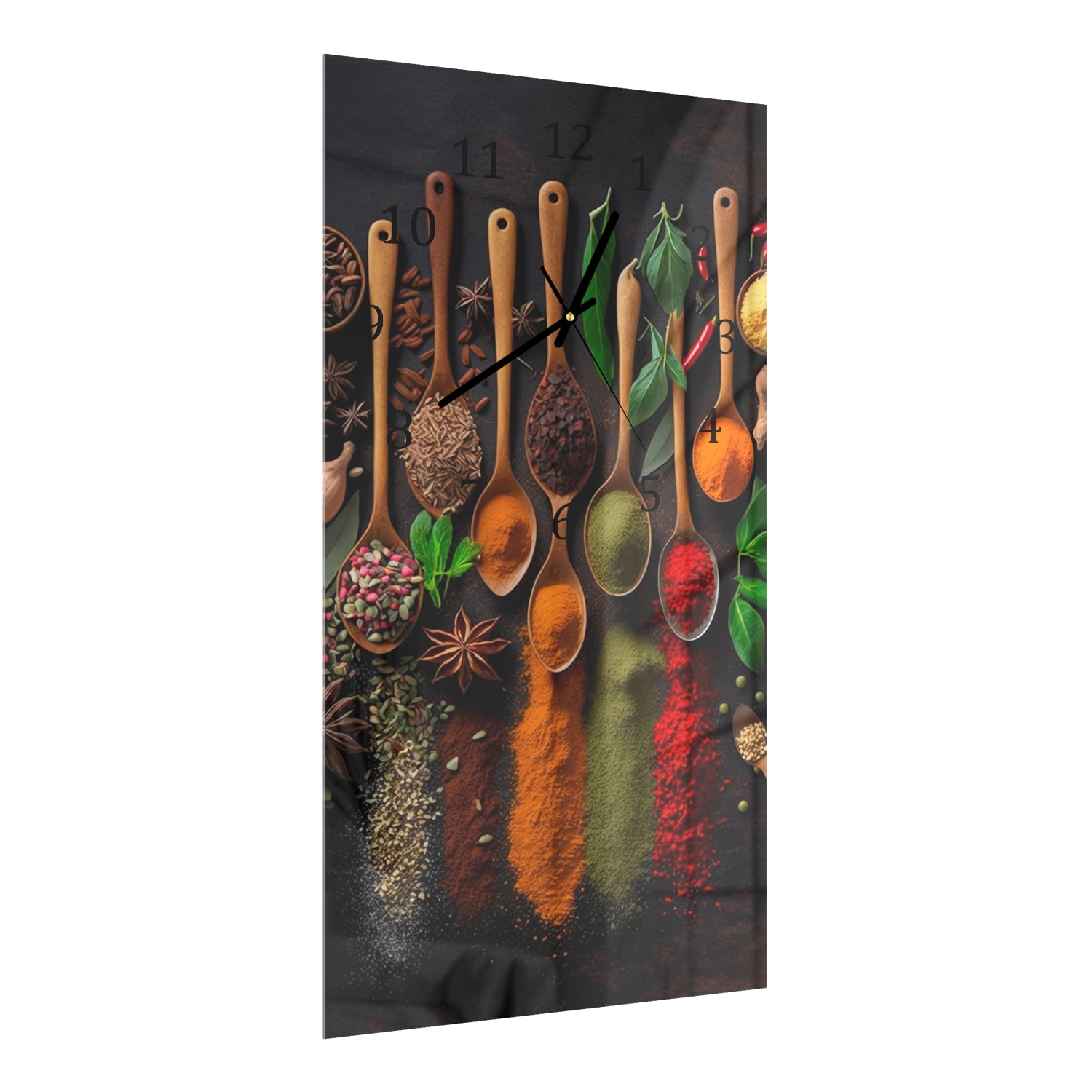 Wanduhr 30x60 - Kräutermischung auf Holzlöffeln