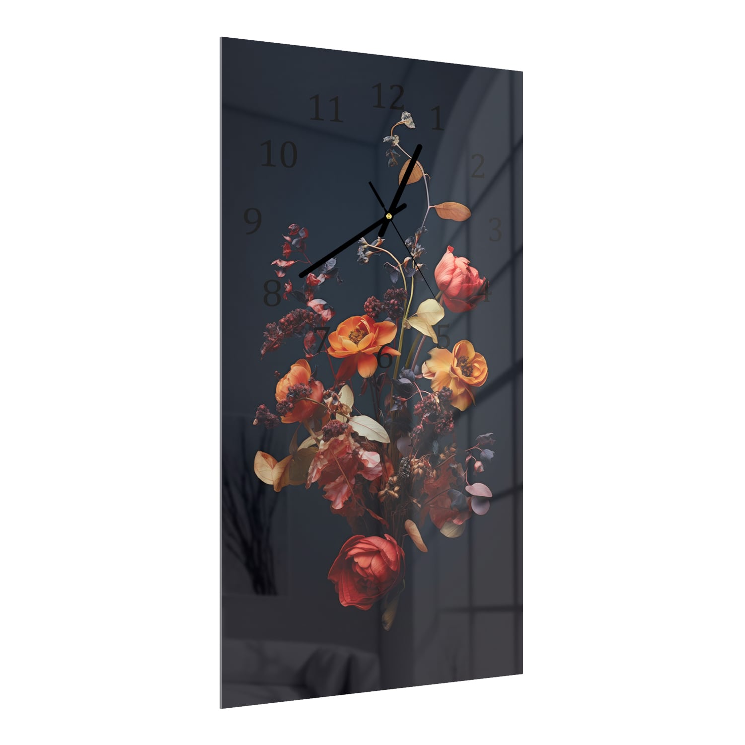Wanduhr 30x60 - Herbstliche Trockenblumen