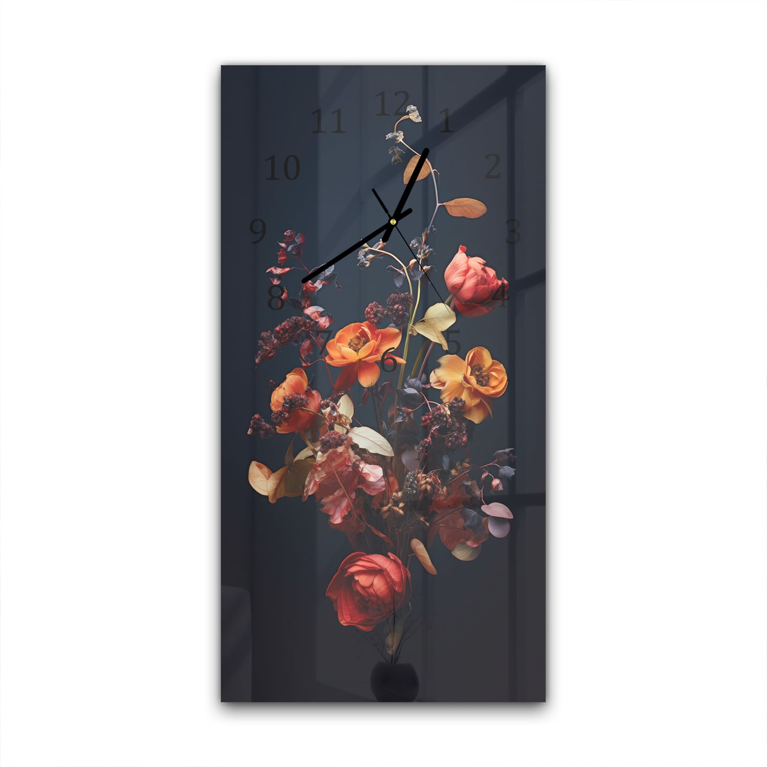 Wanduhr 30x60 - Herbstliche Trockenblumen