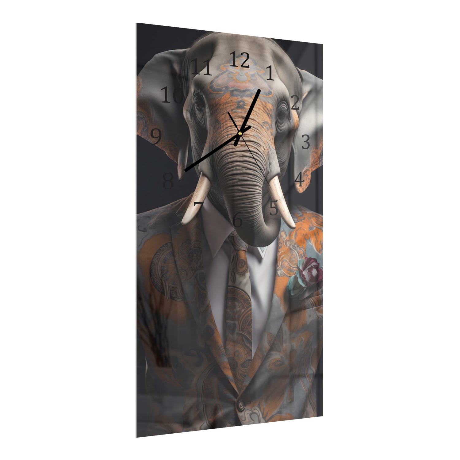 Wanduhr 30x60 - Elefant im stilvollen Anzug