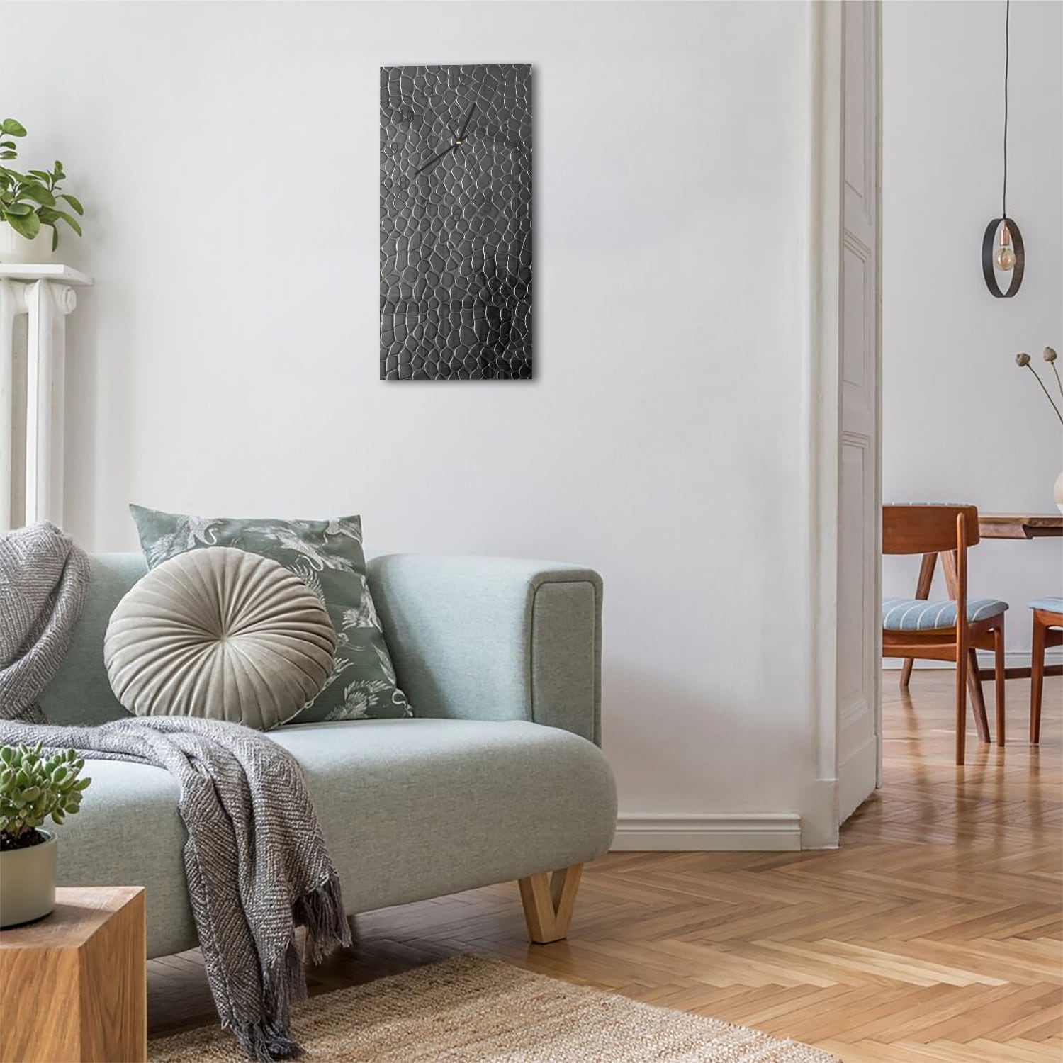 Wanduhr 30x60 - Nahaufnahme Leder