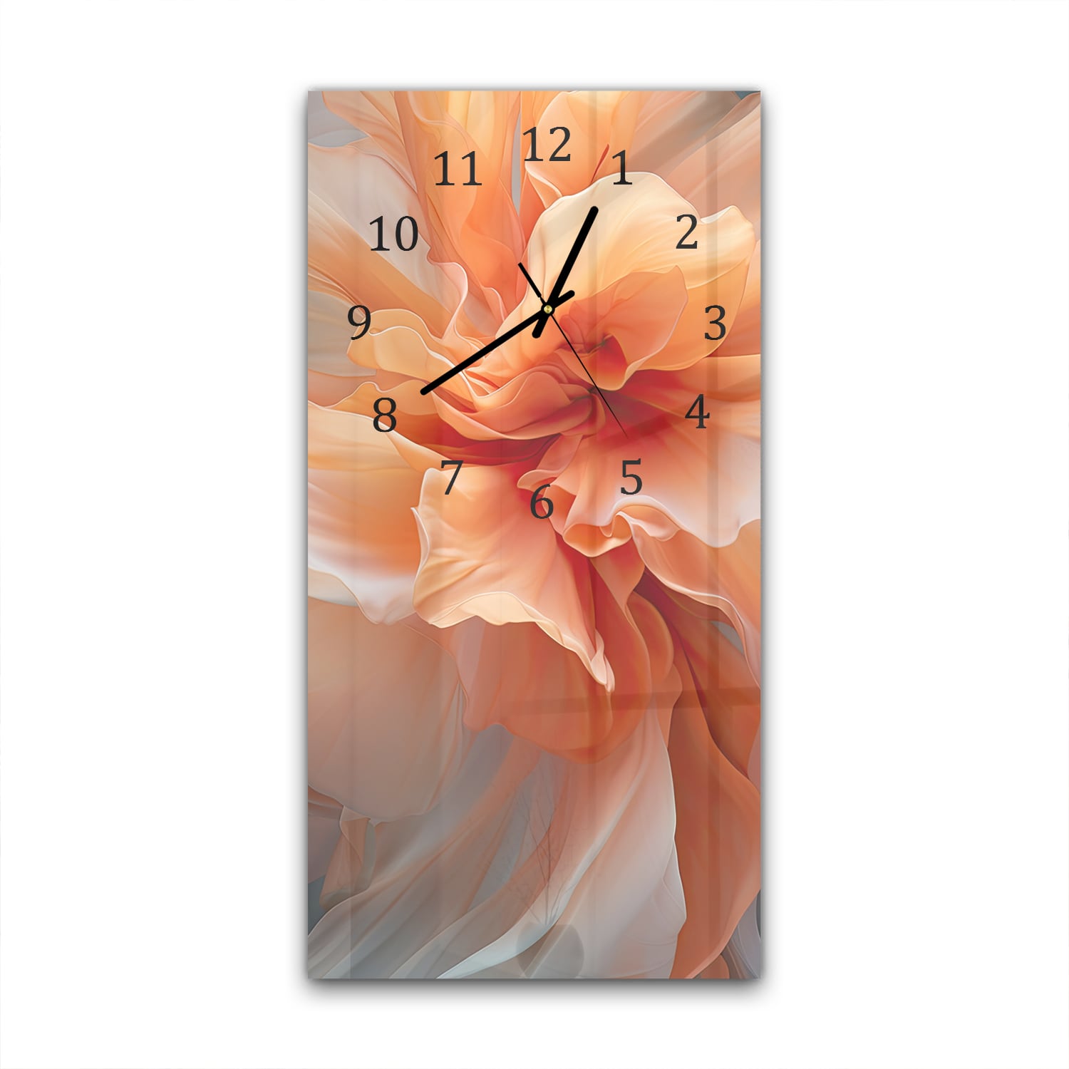 Wanduhr 30x60 - Tanzende orange Blume