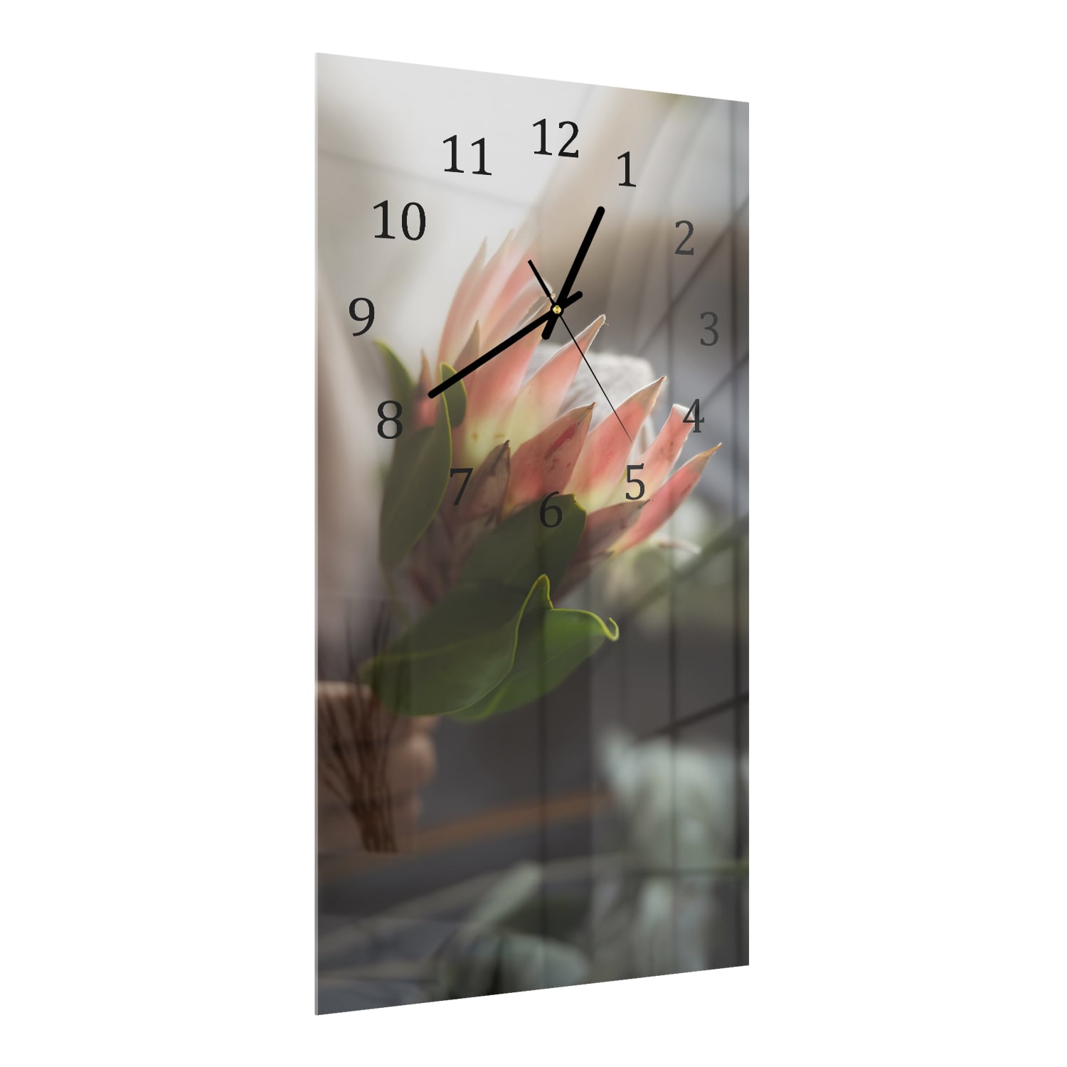Wanduhr 30x60 - Zarte Morgenblume
