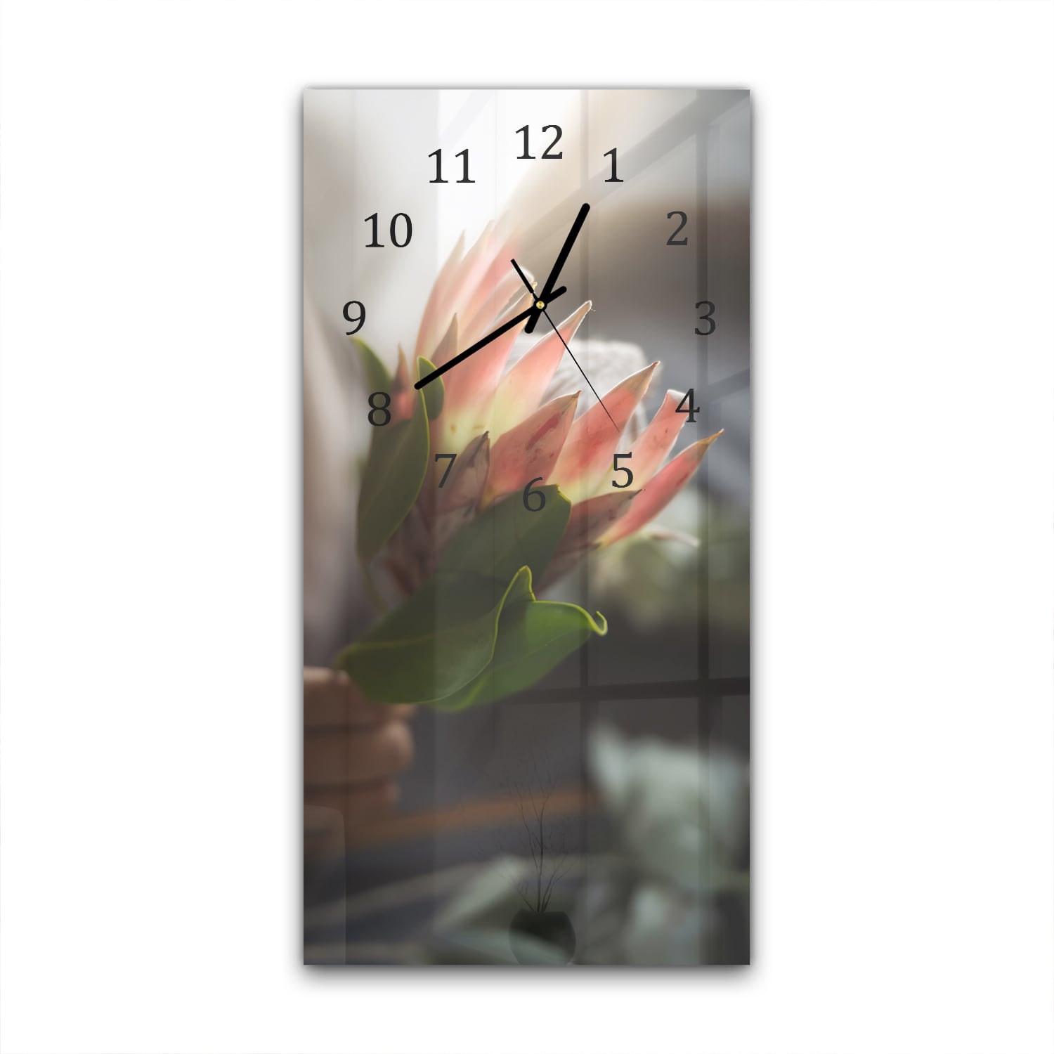 Wanduhr 30x60 - Zarte Morgenblume