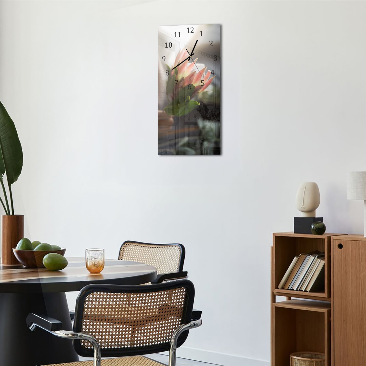 Wanduhr 30x60 - Zarte Morgenblume