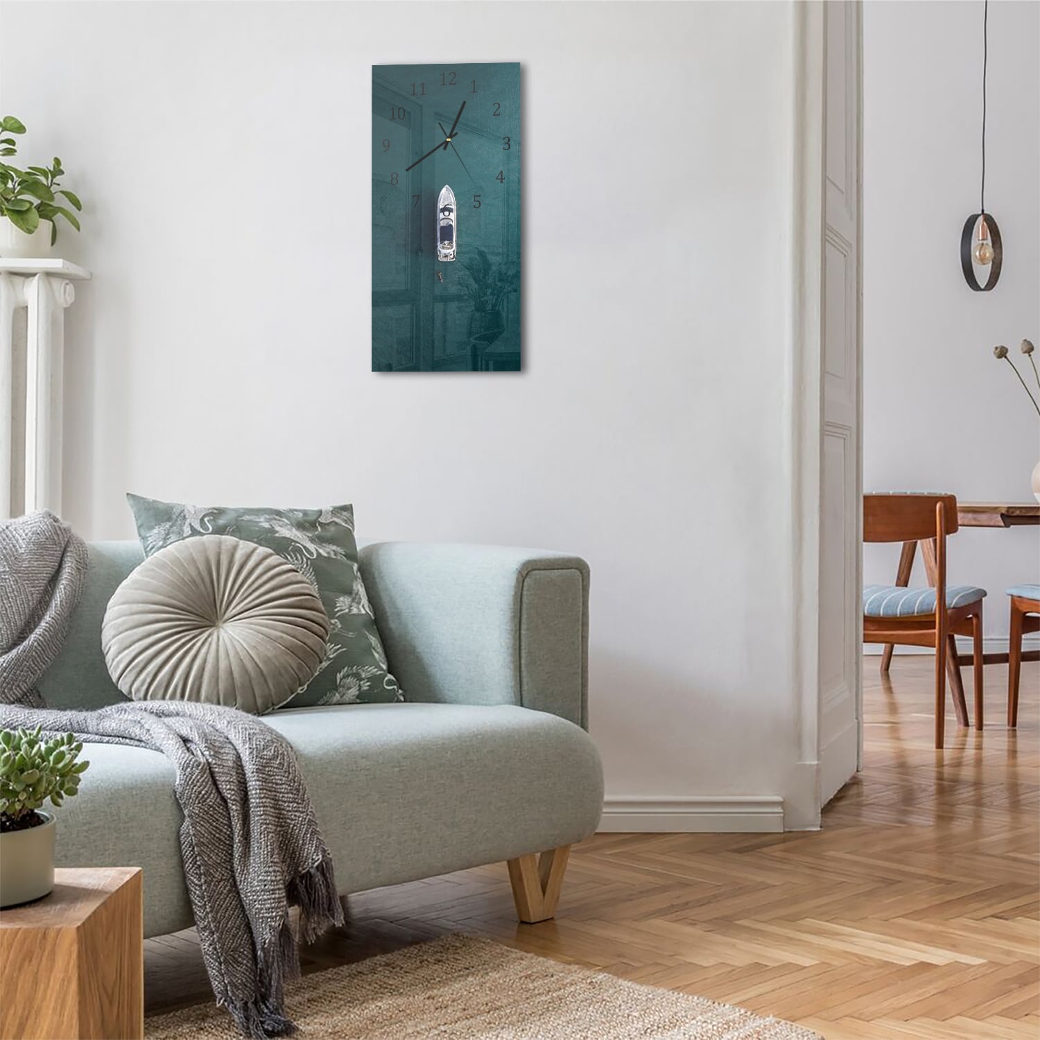 Wanduhr 30x60 - Jacht im Ozean