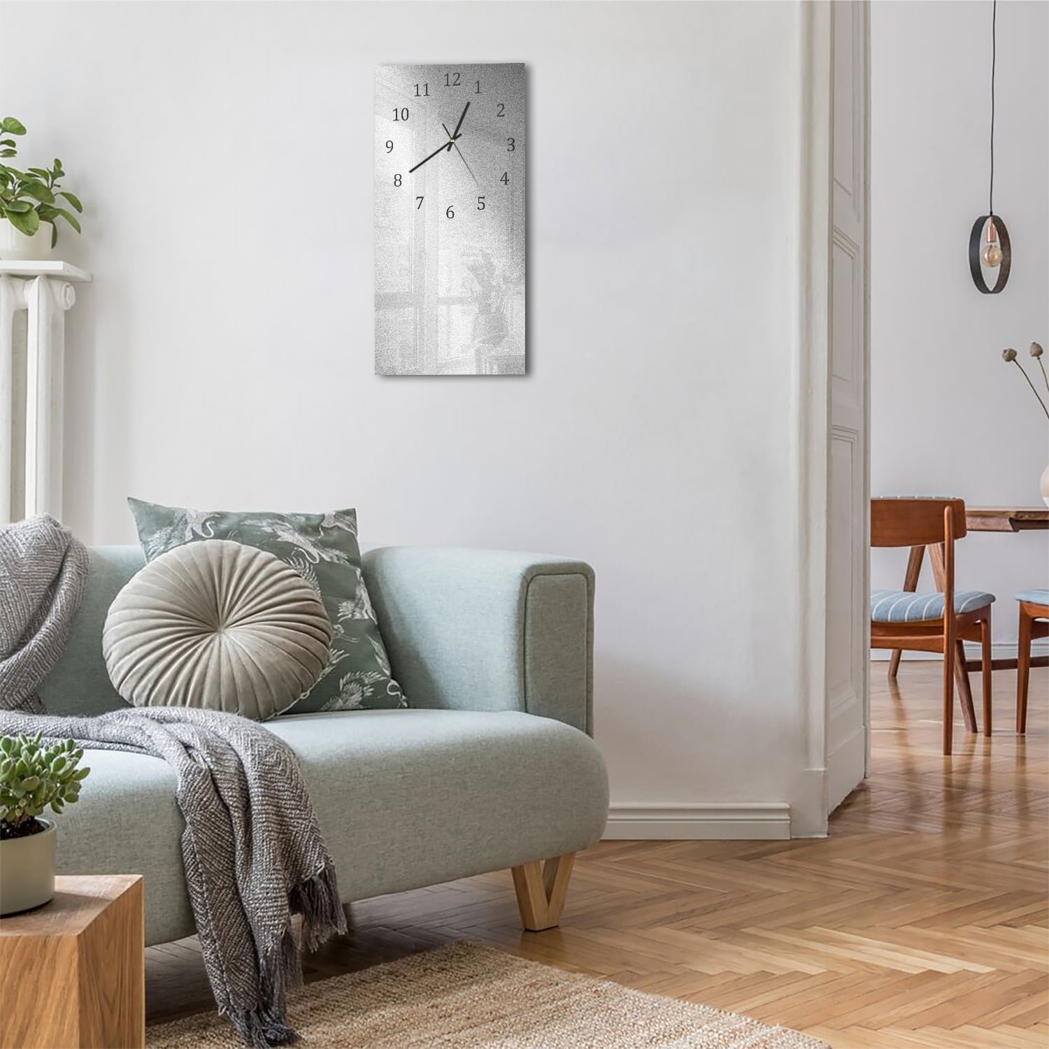 Wanduhr 30x60 - Silberne matte Textur