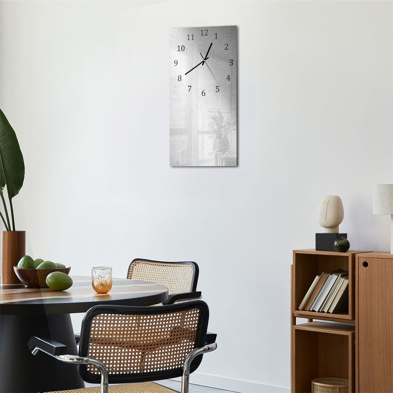 Wanduhr 30x60 - Silberne matte Textur