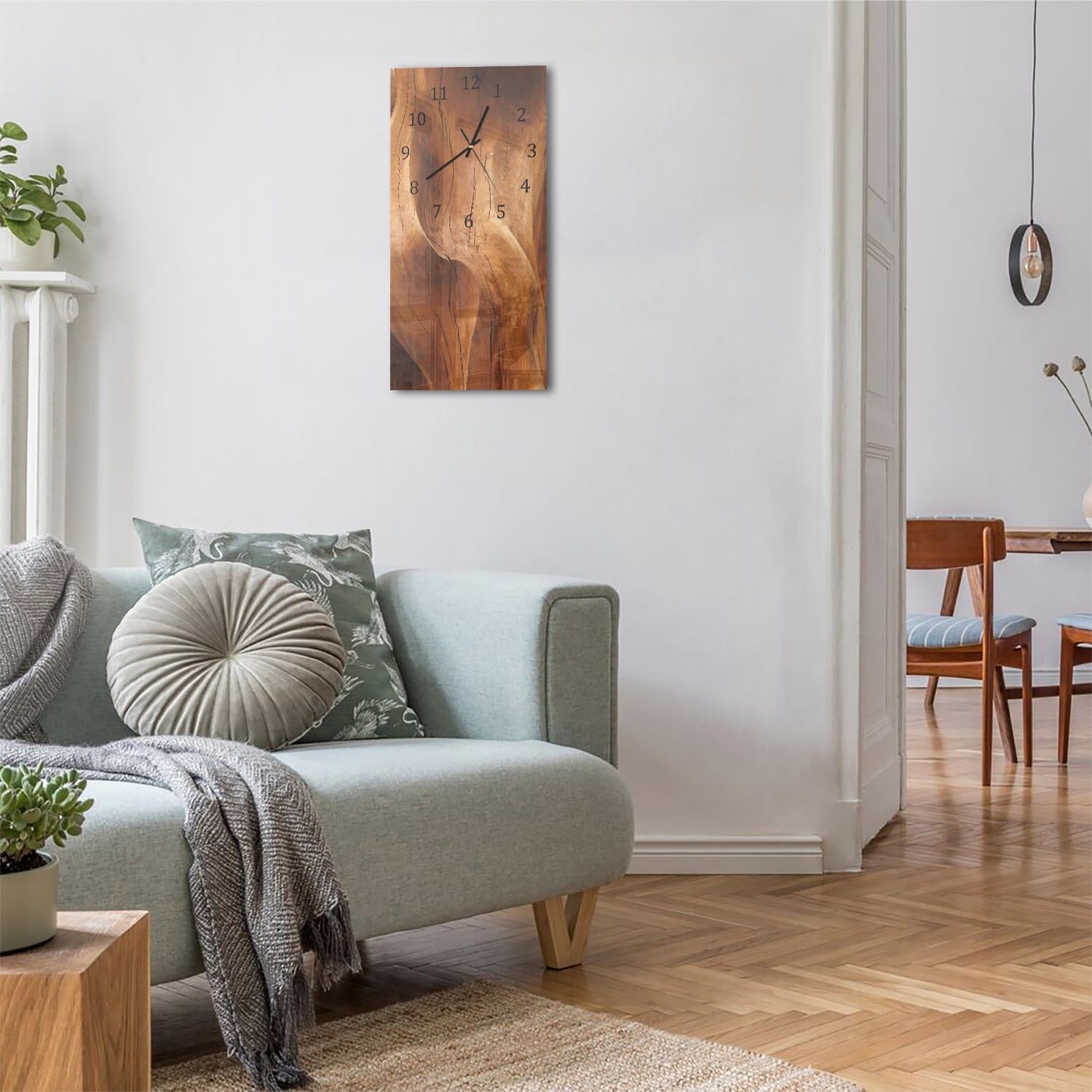 Wanduhr 30x60 - Wellenförmiges Holz