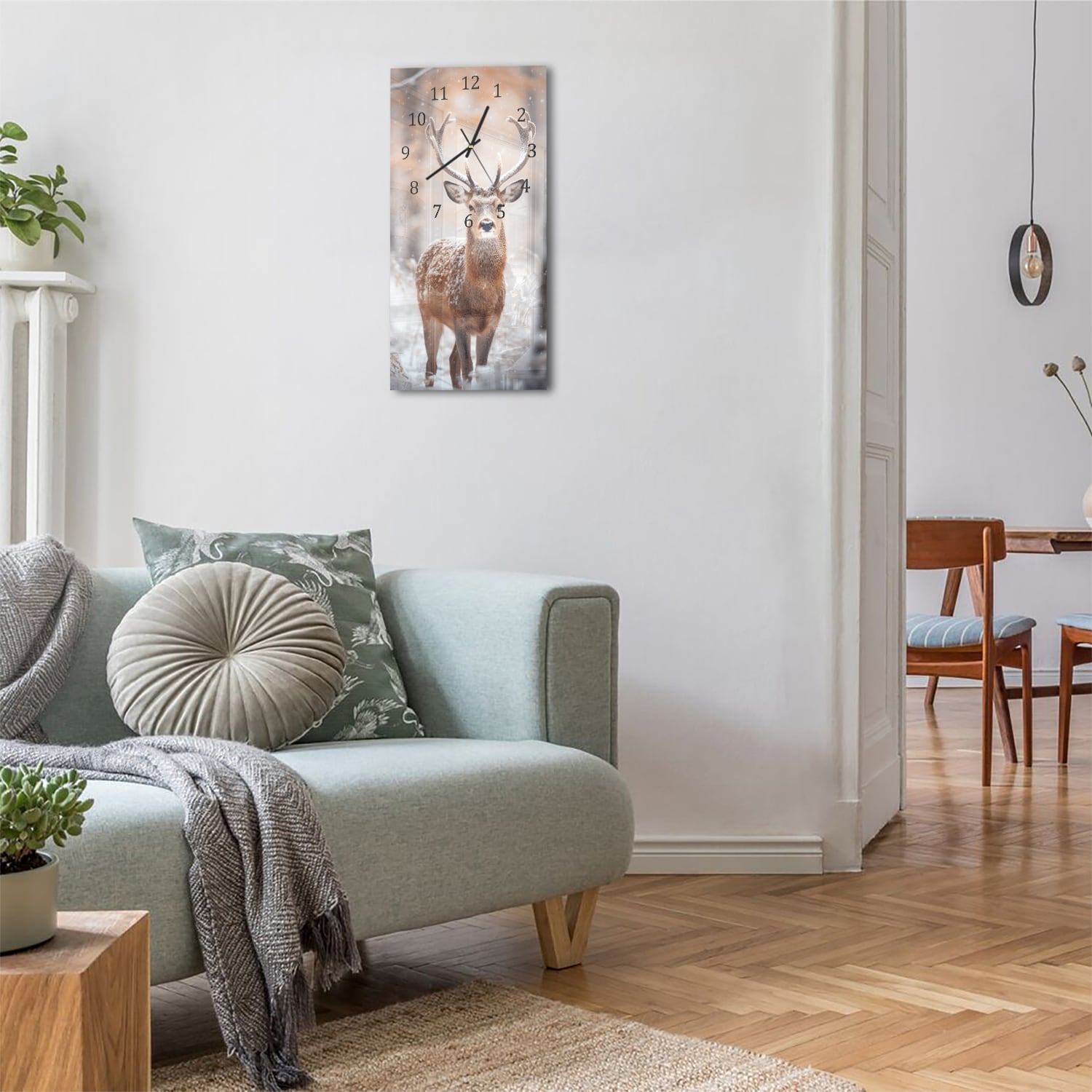 Wanduhr 30x60 - Reh im Winter