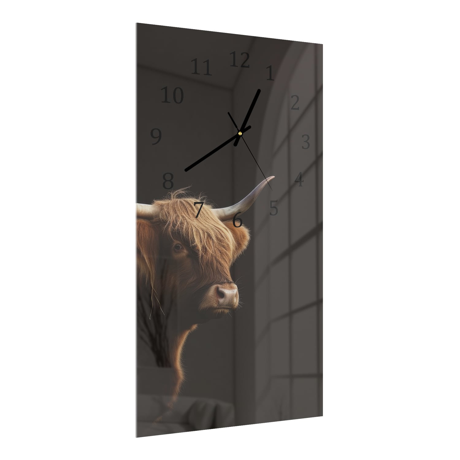 Wanduhr 30x60 - Schottisches Hochlandrind