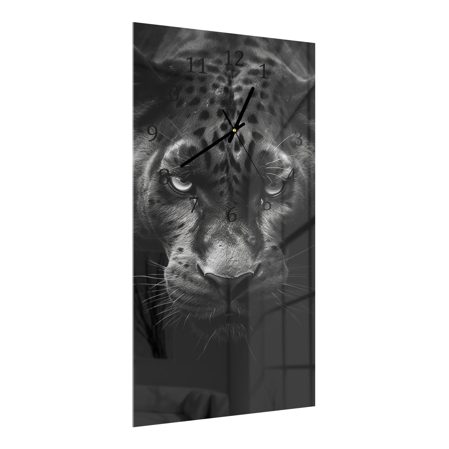 Wanduhr 30x60 - Panther im Dunkeln