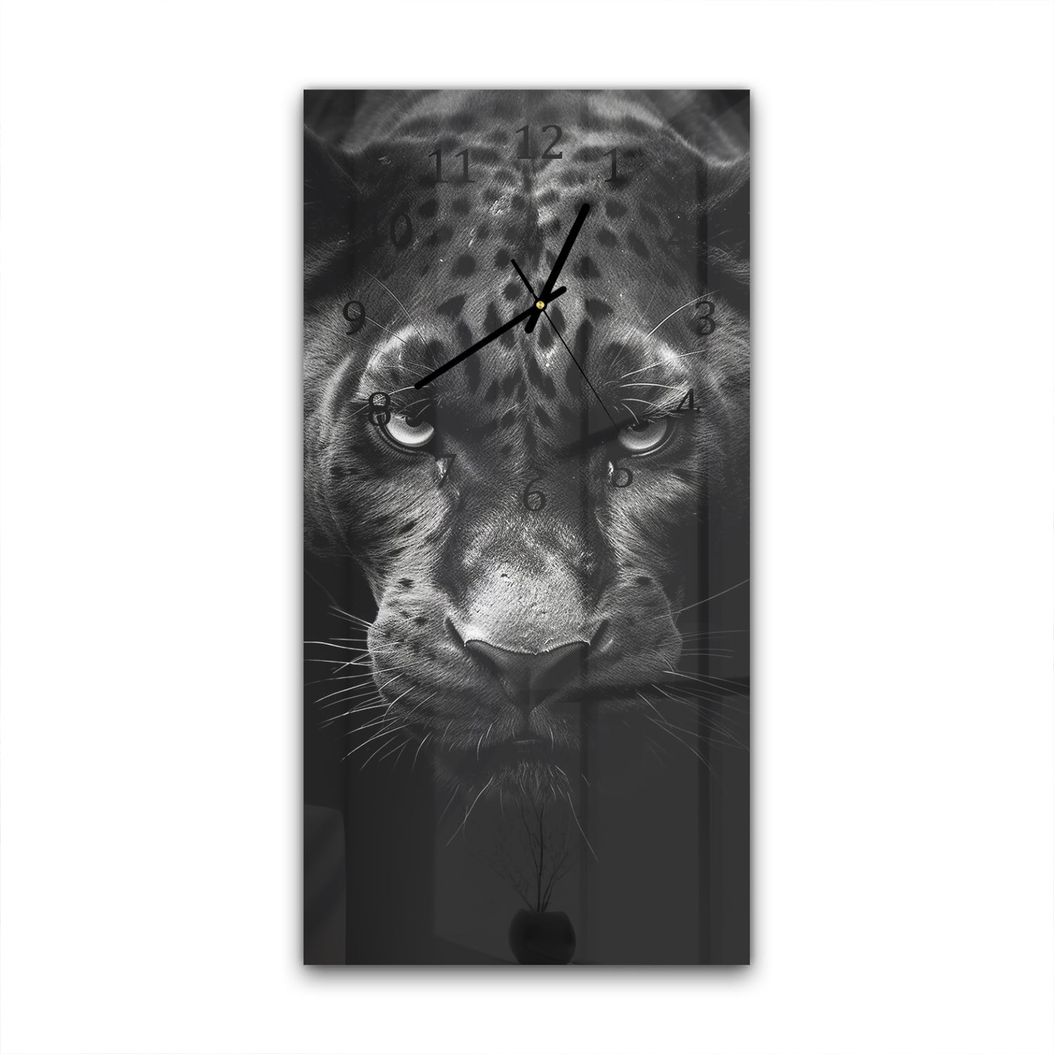 Wanduhr 30x60 - Panther im Dunkeln