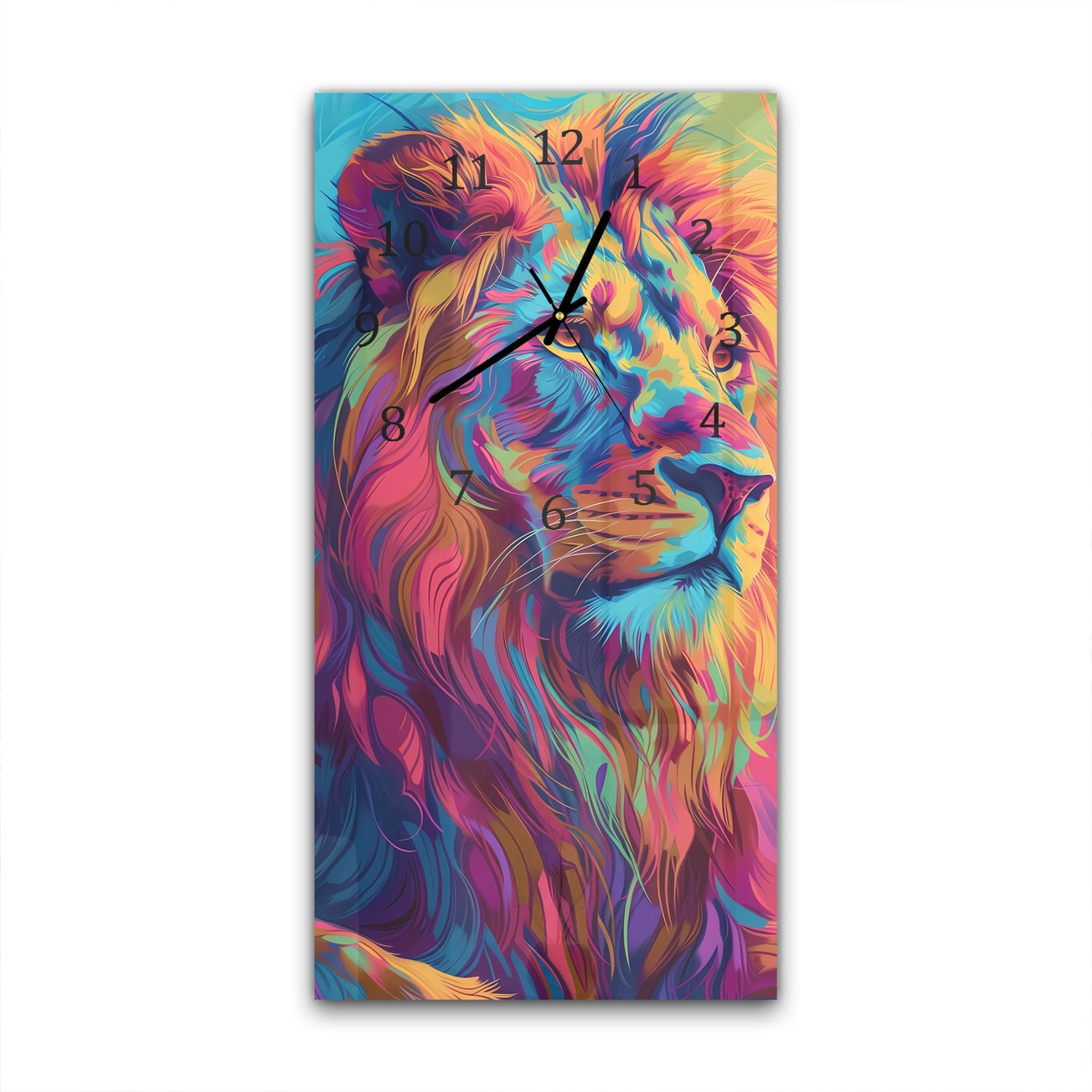 Wanduhr 30x60 - Bunter Löwe