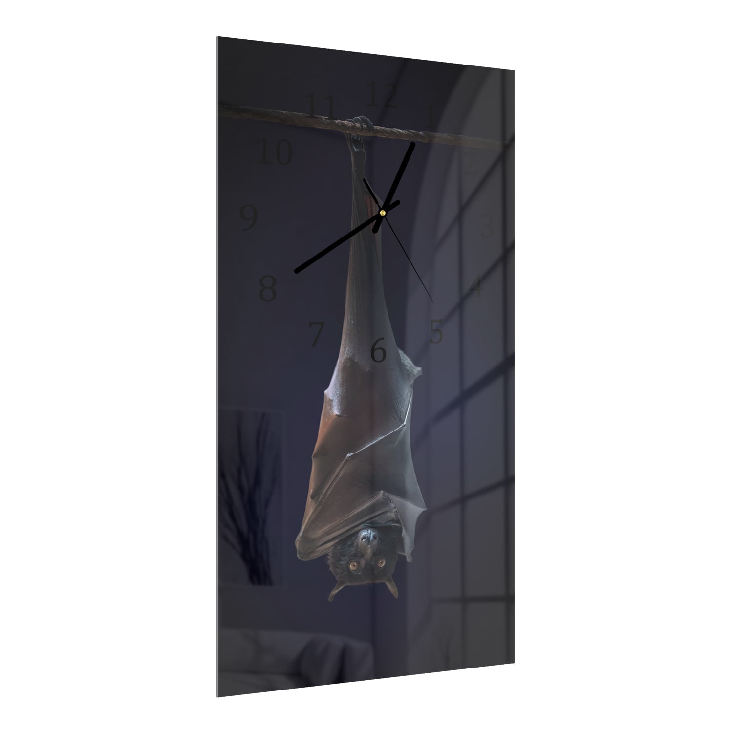 Wanduhr 30x60 - Fledermaus im Dunkeln