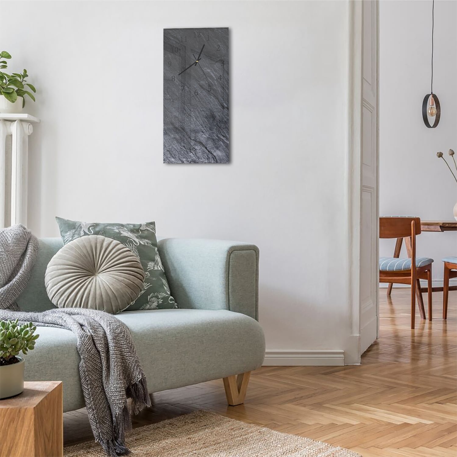 Wanduhr 30x60 - Schwarzer Schiefer