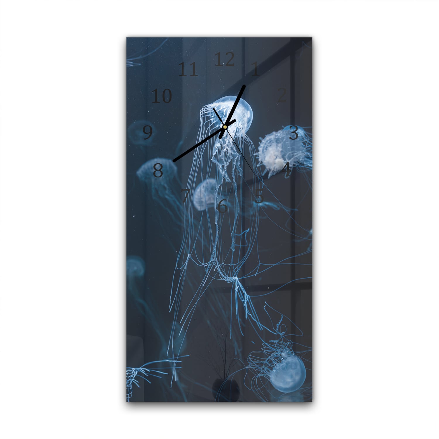 Wanduhr 30x60 - Blaue Quallen