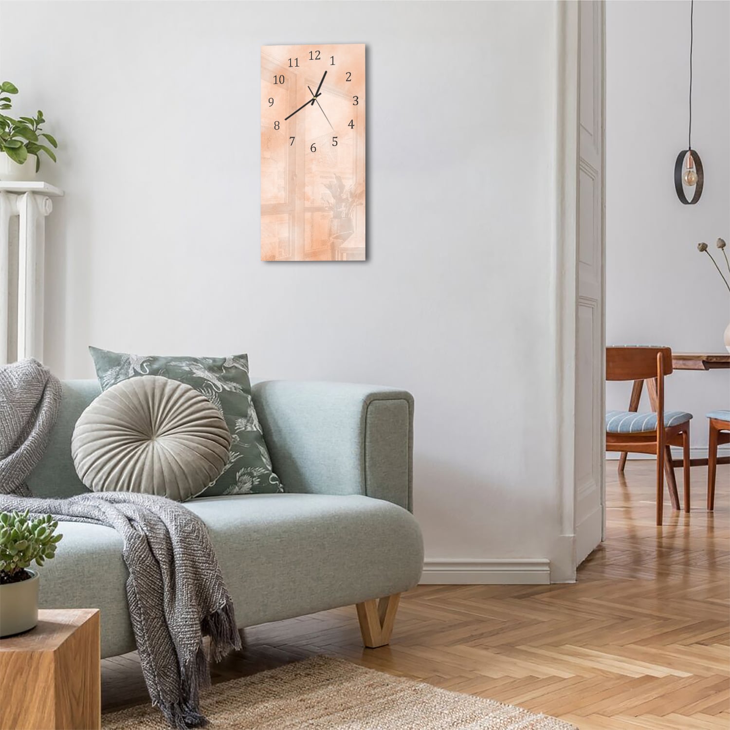 Wanduhr 30x60 - Abstrakte Aquarell-Textur