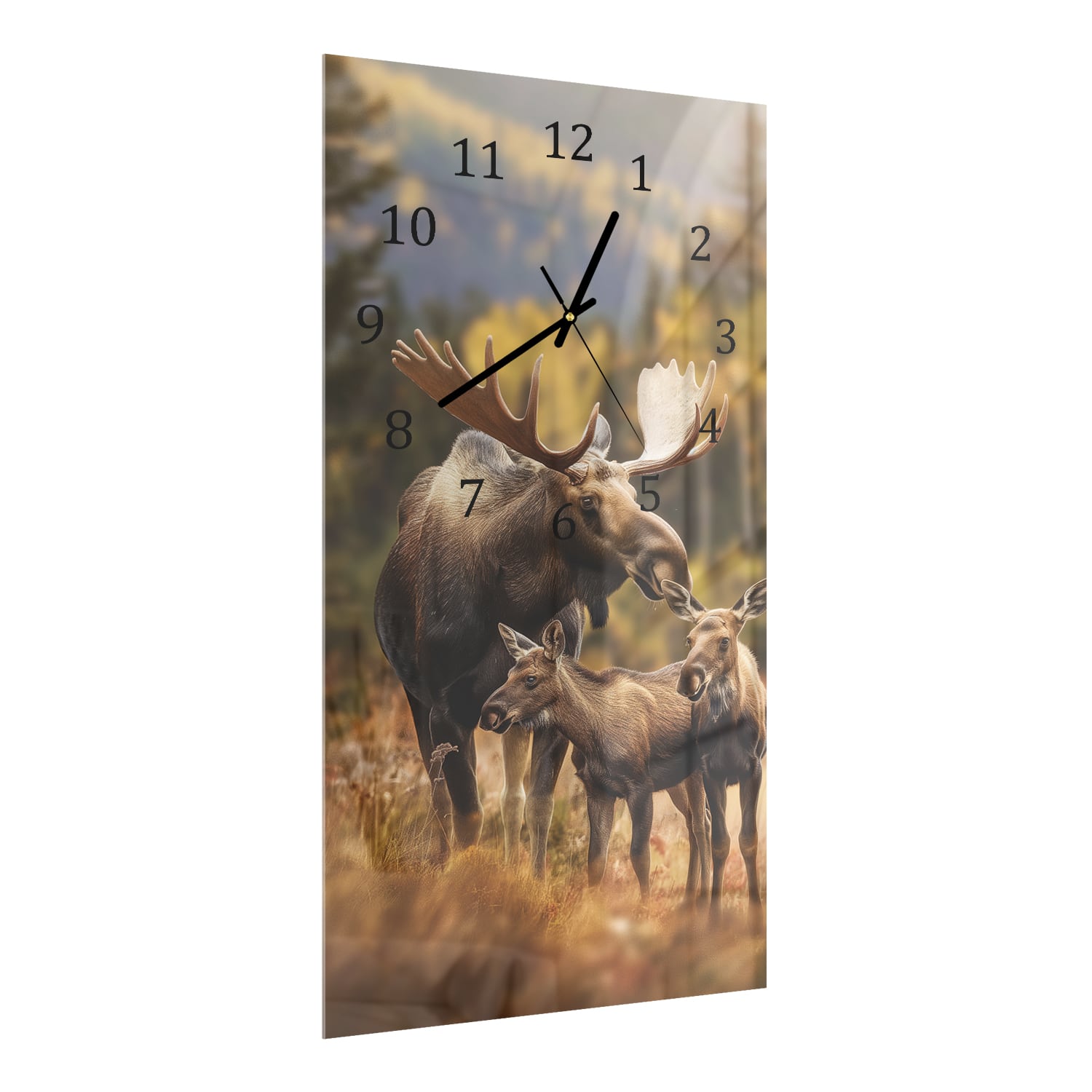Wanduhr 30x60 - Elche in der Natur