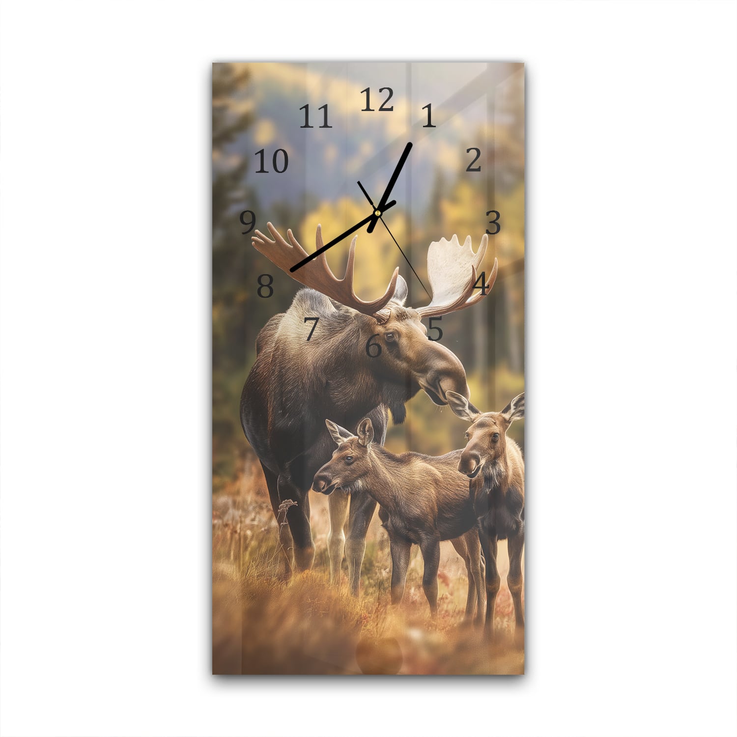 Wanduhr 30x60 - Elche in der Natur