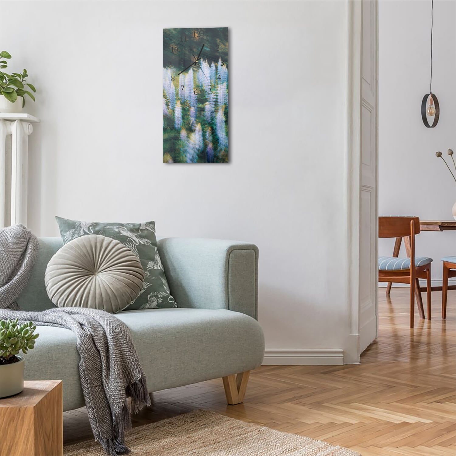 Wanduhr 30x60 - Träumerische Blumen