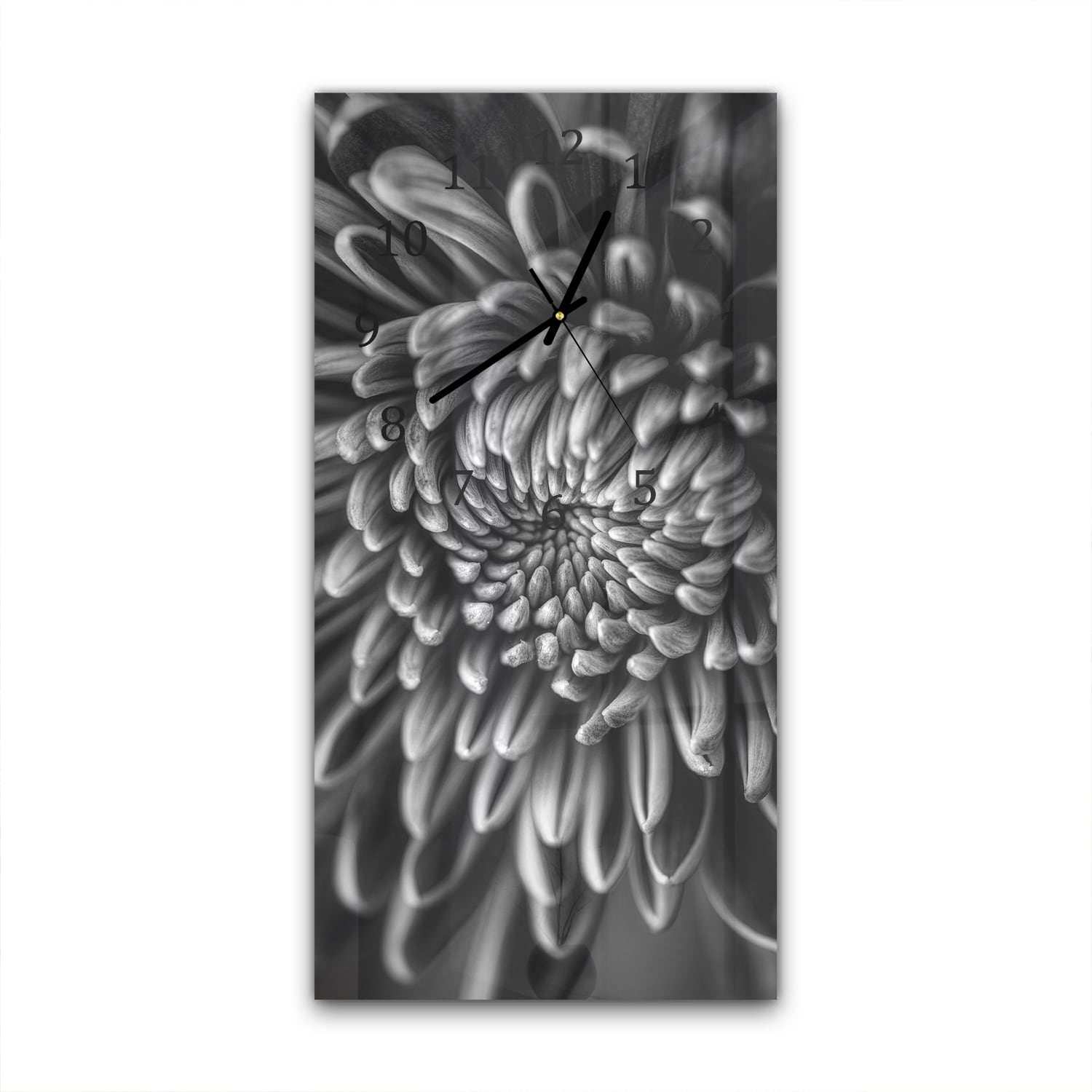Wanduhr 30x60 - Schwarz-weiß Nahaufnahme Blume