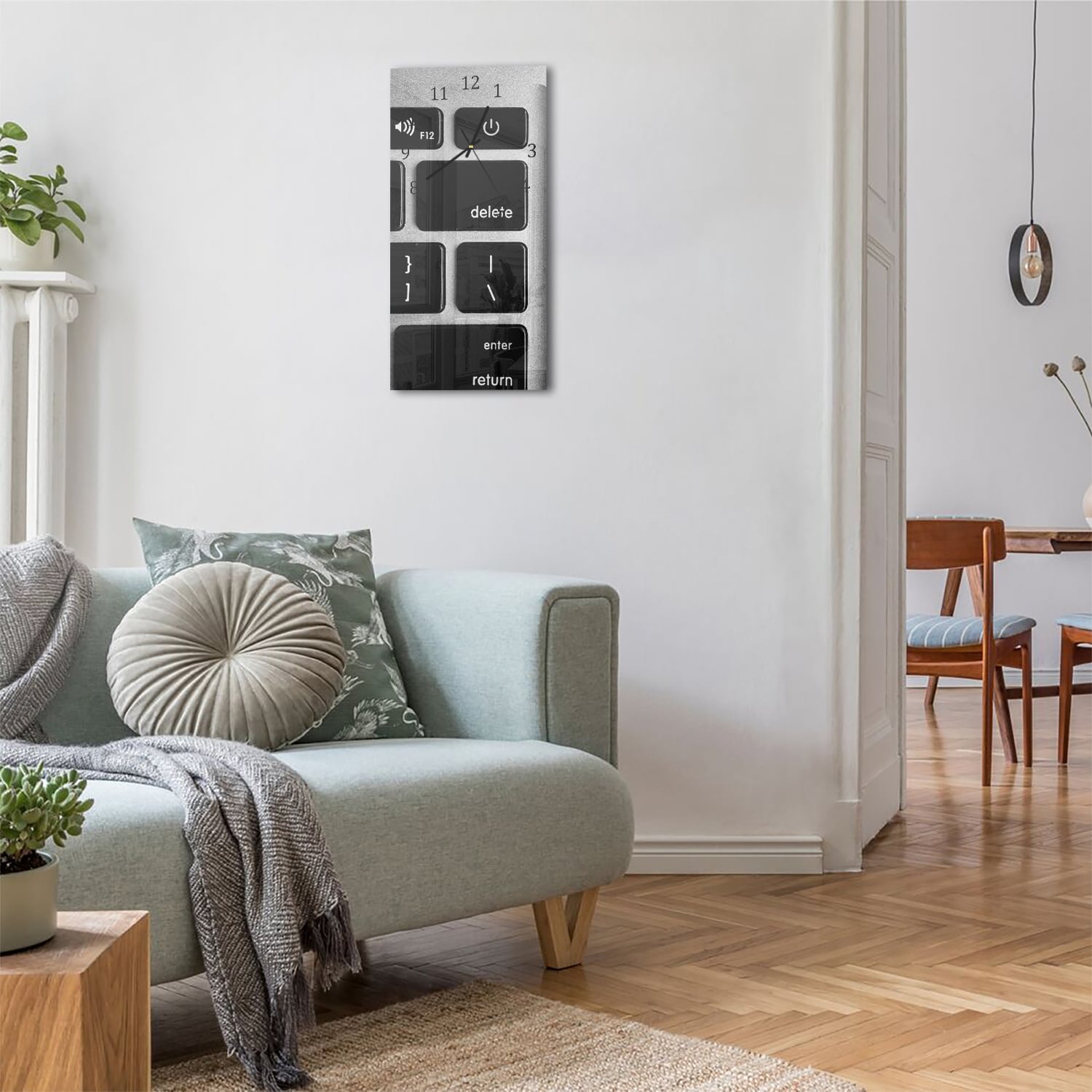 Wanduhr 30x60 - Schwarz-Weiß Tastatur