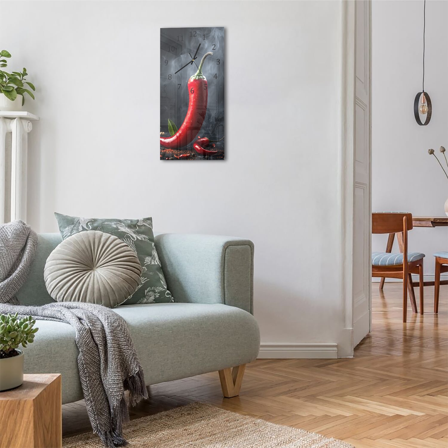 Wanduhr 30x60 - Pfeffer im Nebel