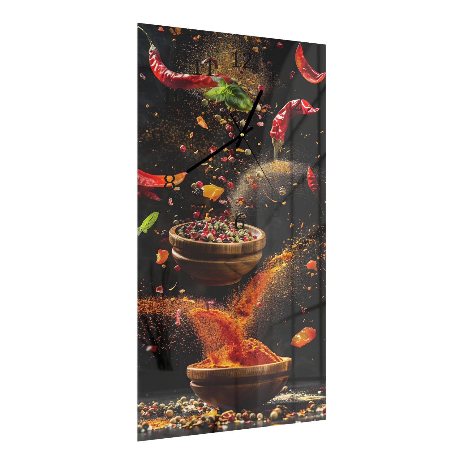 Wanduhr 30x60 - Paprika in der Luft