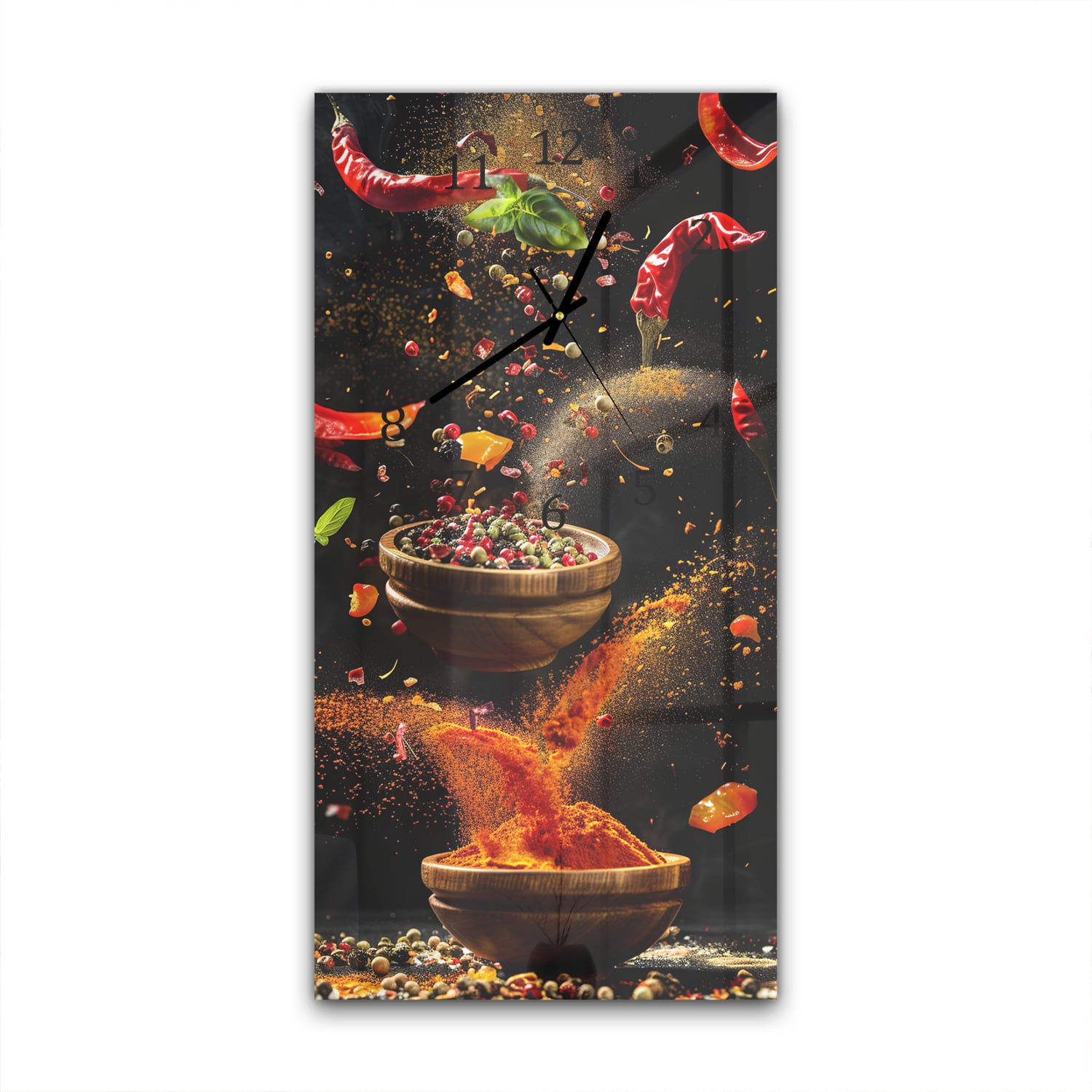 Wanduhr 30x60 - Paprika in der Luft