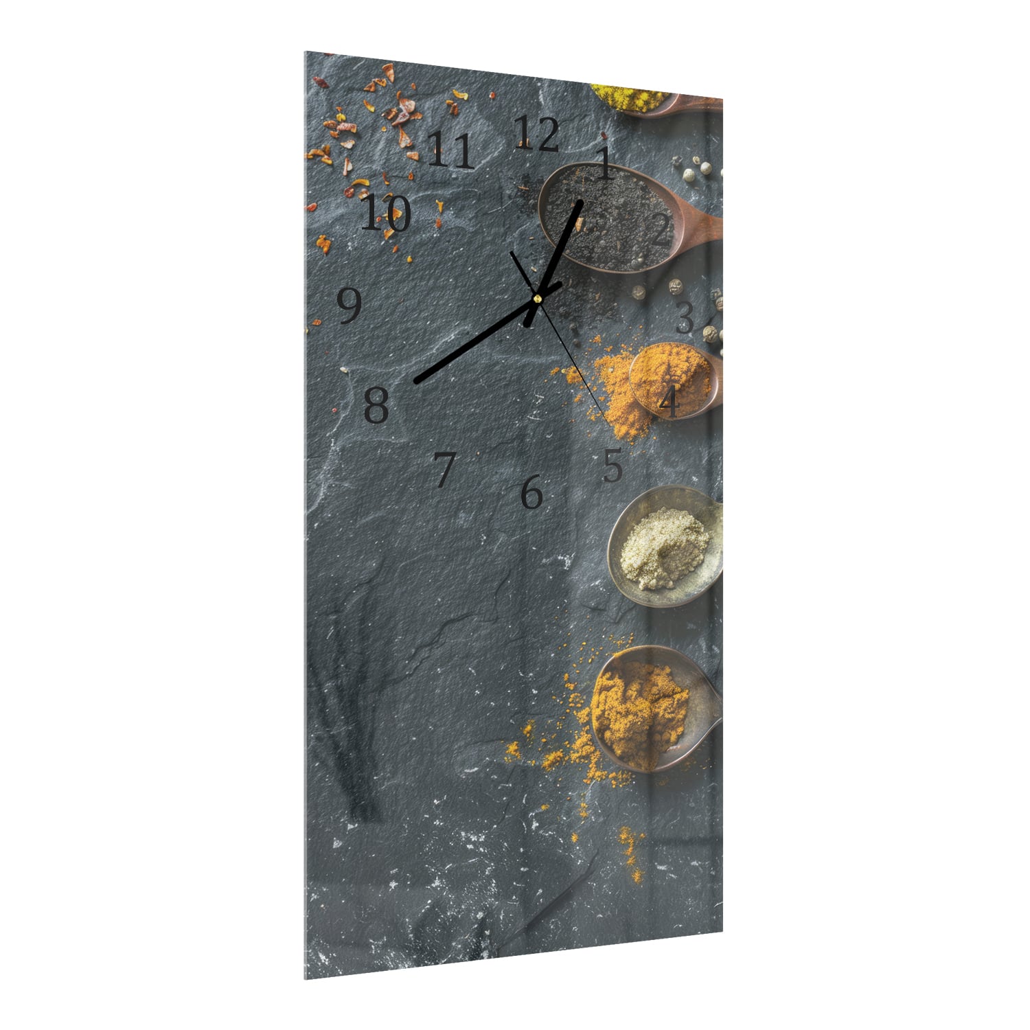 Wanduhr 30x60 - Kräuter auf Schiefer