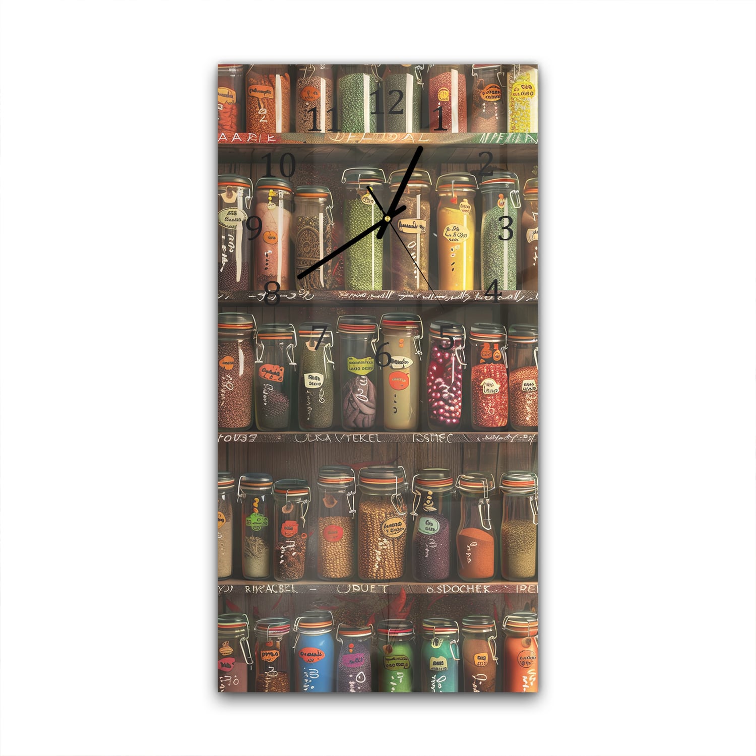 Wanduhr 30x60 - Bunte Kräutergläser