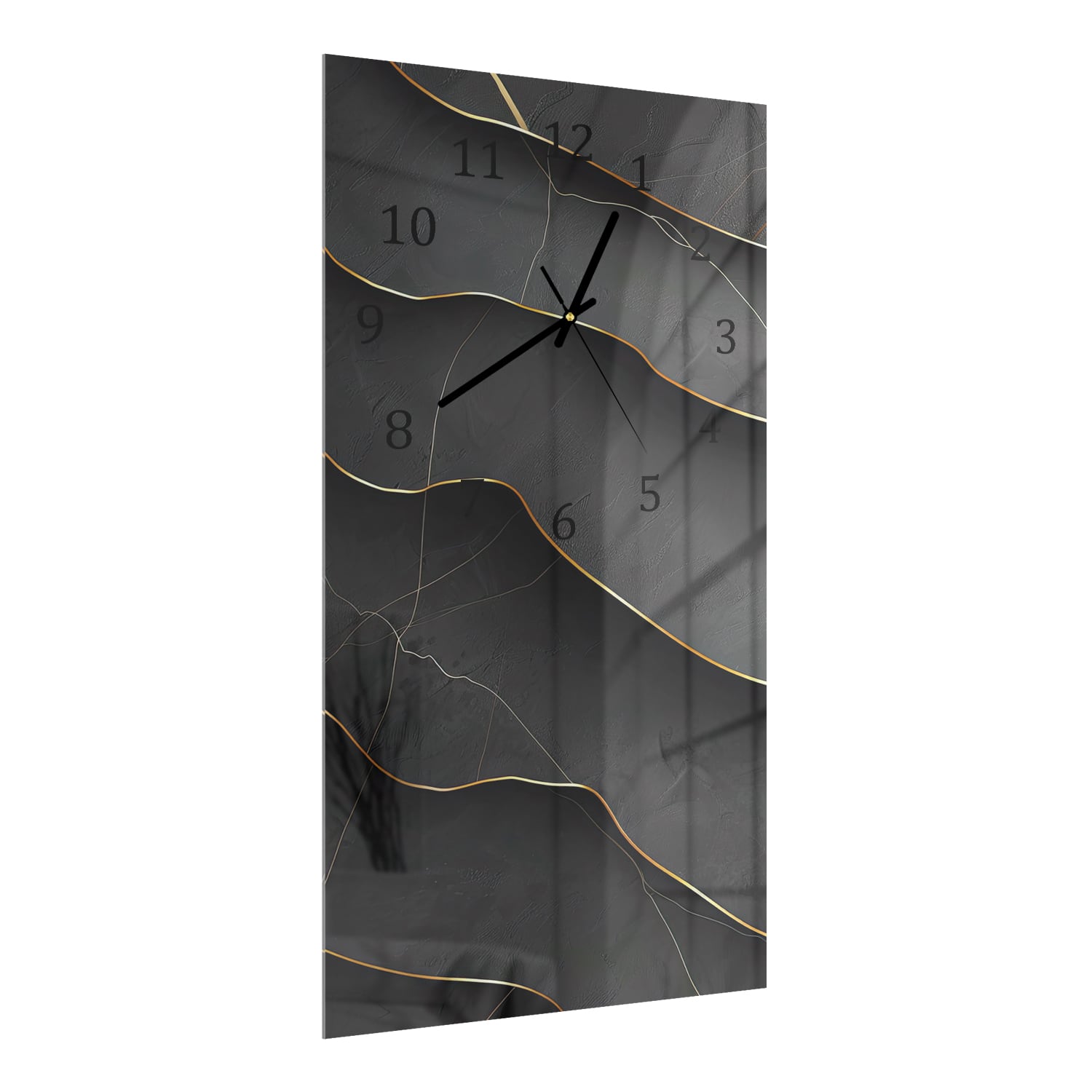 Wanduhr 30x60 - Abstrakte Schwarz-Goldene Textur