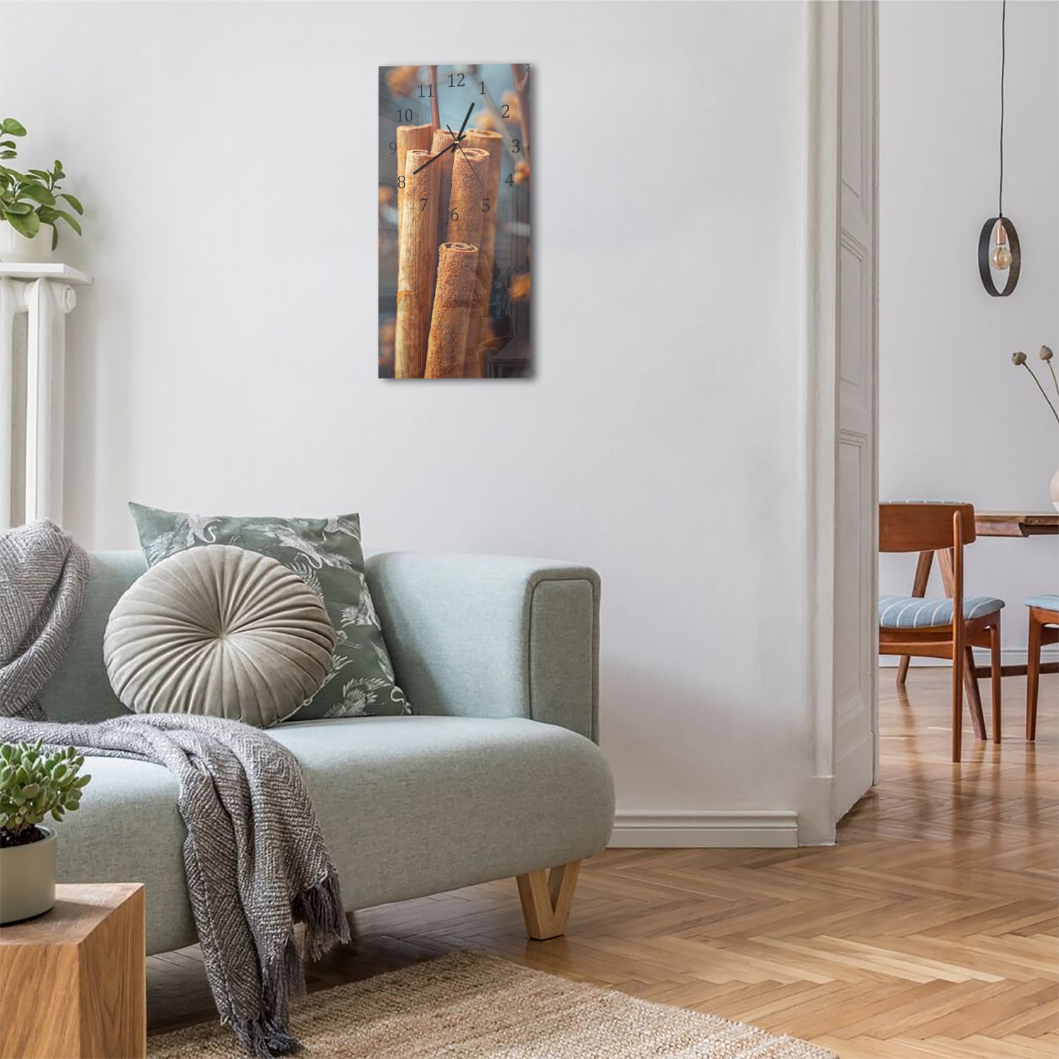 Wanduhr 30x60 - Zimtstangen Nahaufnahme