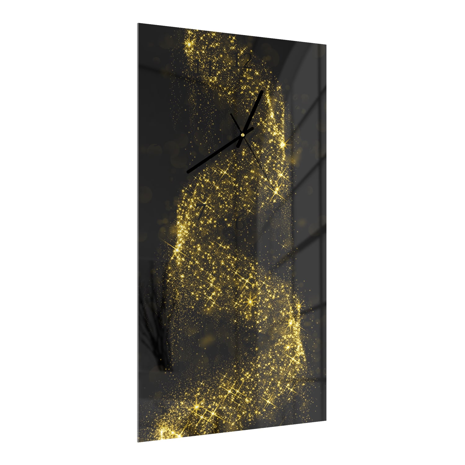 Wanduhr 30x60 - Goldene Glitzerspirale