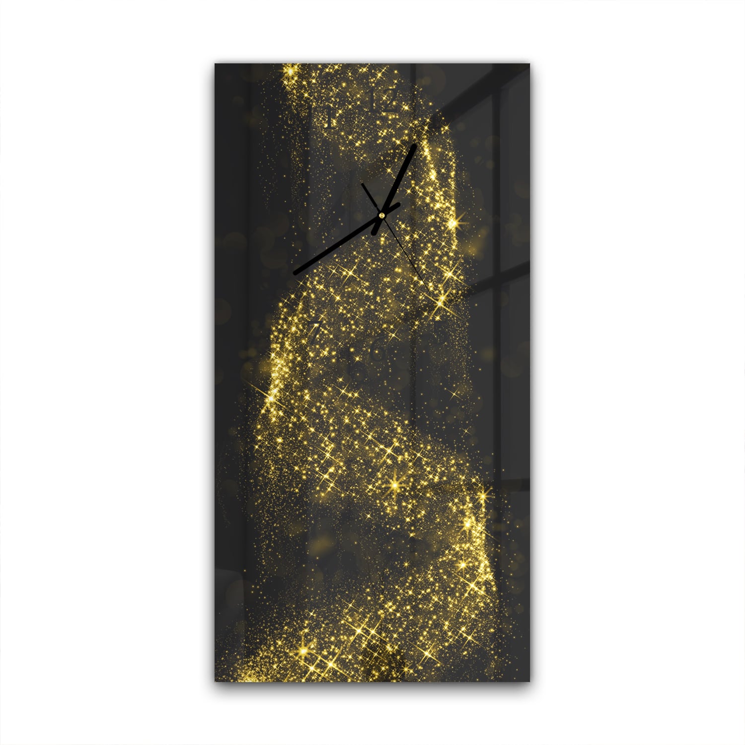 Wanduhr 30x60 - Goldene Glitzerspirale