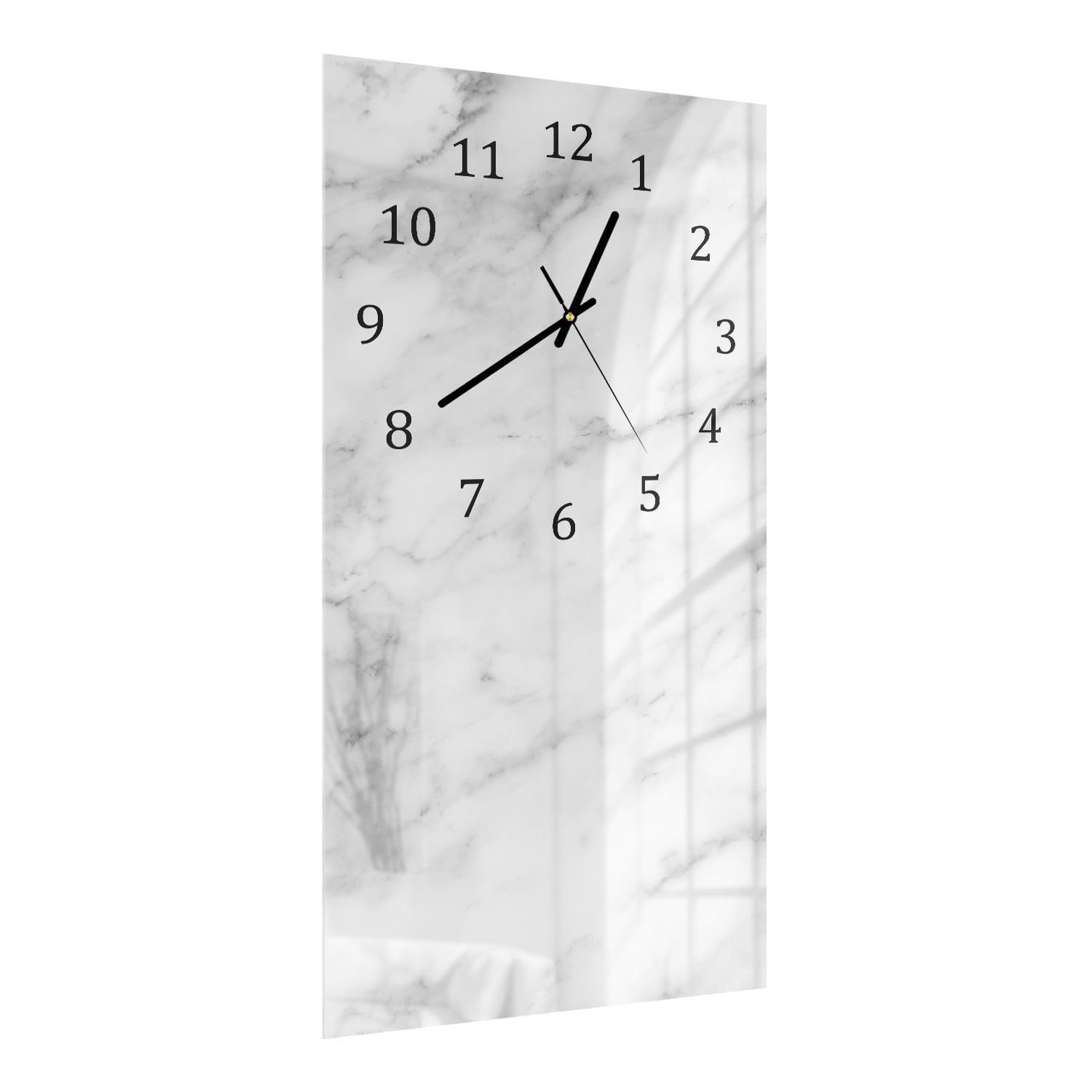 Wanduhr 30x60 - Weißer Marmor mit schwarzen Adern