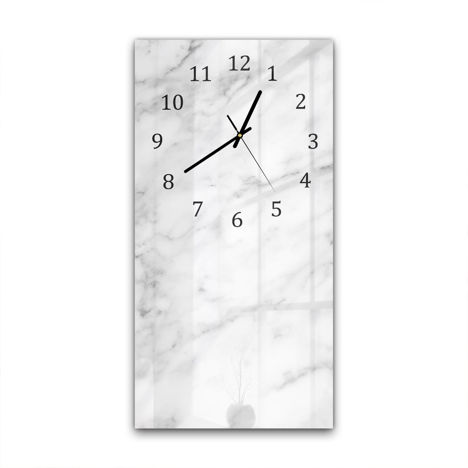 Wanduhr 30x60 - Weißer Marmor mit schwarzen Adern