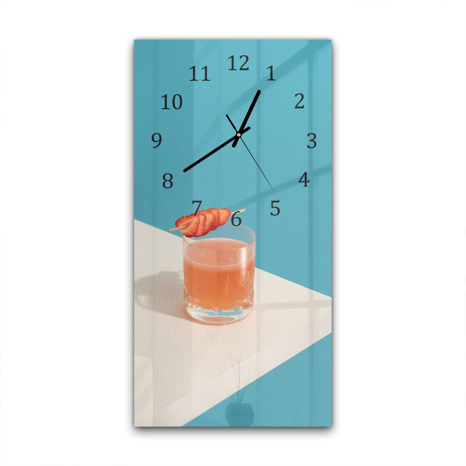 Wanduhr 30x60 - Erdbeercocktail