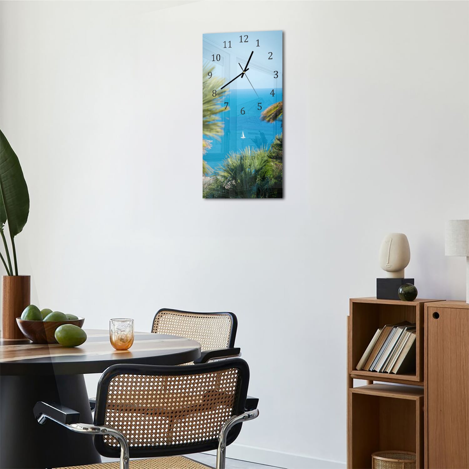 Wanduhr 30x60 - Segelboot auf dem Meer